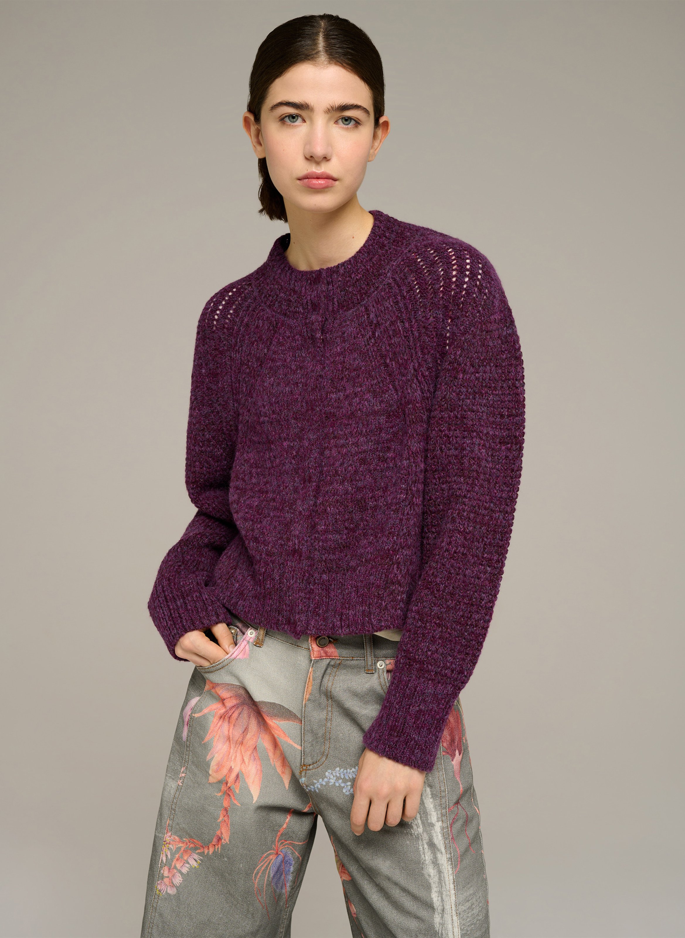 Gerade geschnittene Strickjacke aus Wollmix COTELAC
