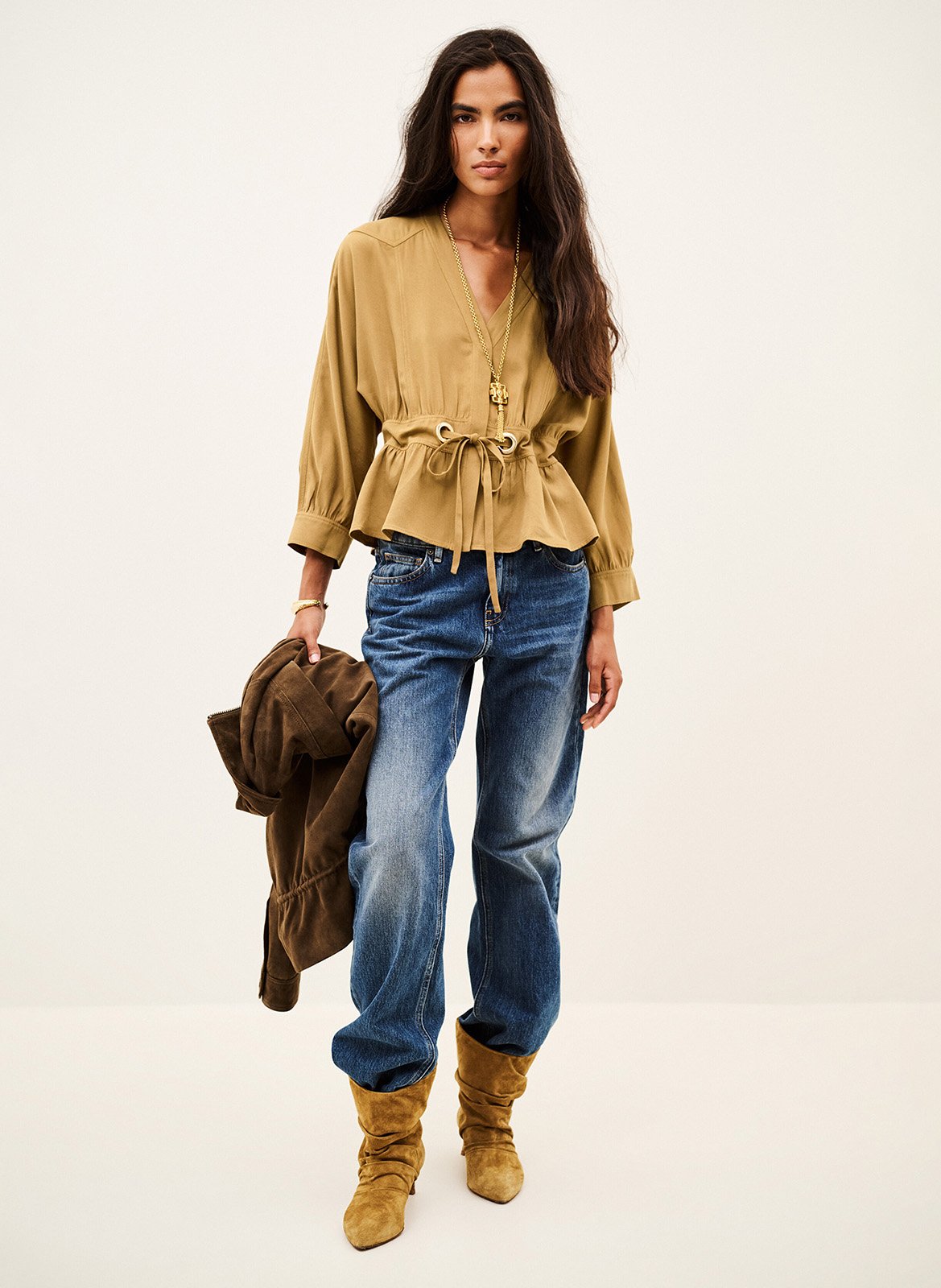 Gilet manches longues à liens BA&SH Beige