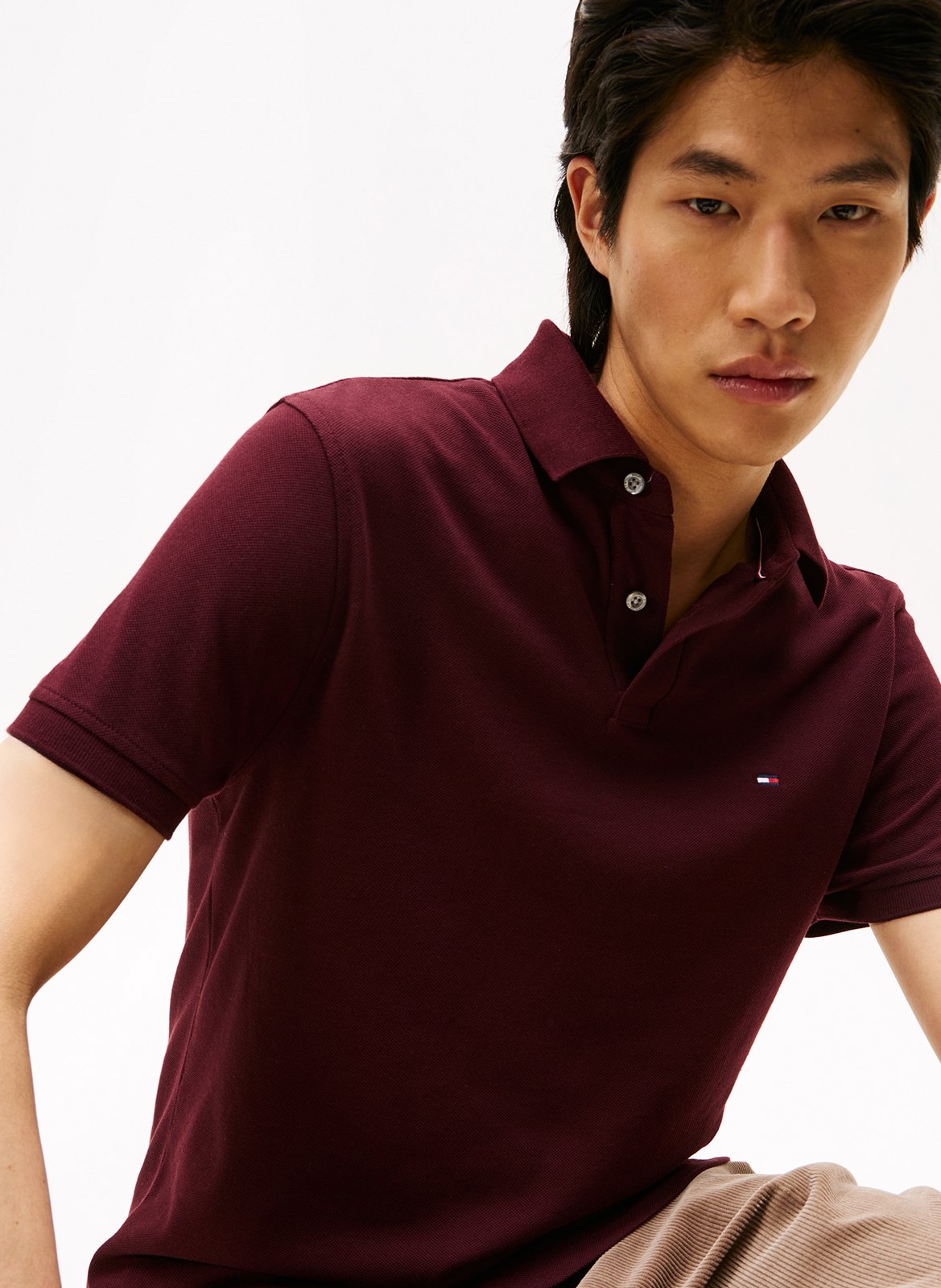 Regular-fit organic cotton-blend polo shirt TOMMY HILFIGER Plums