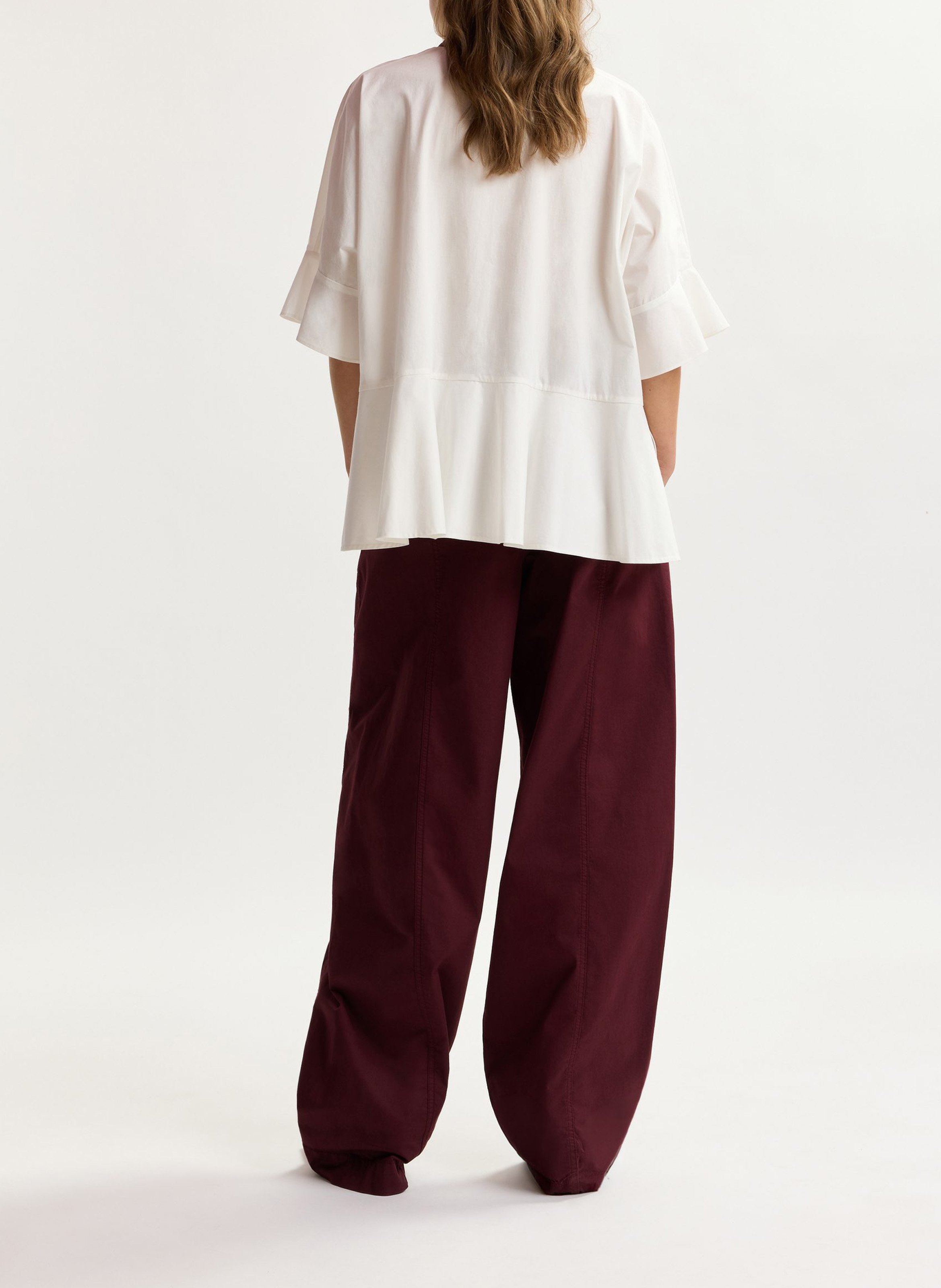 Oversize-Bluse aus Baumwolle mit klassischem Kragen | Weiss ESSENTIEL ANTWERP Damen
