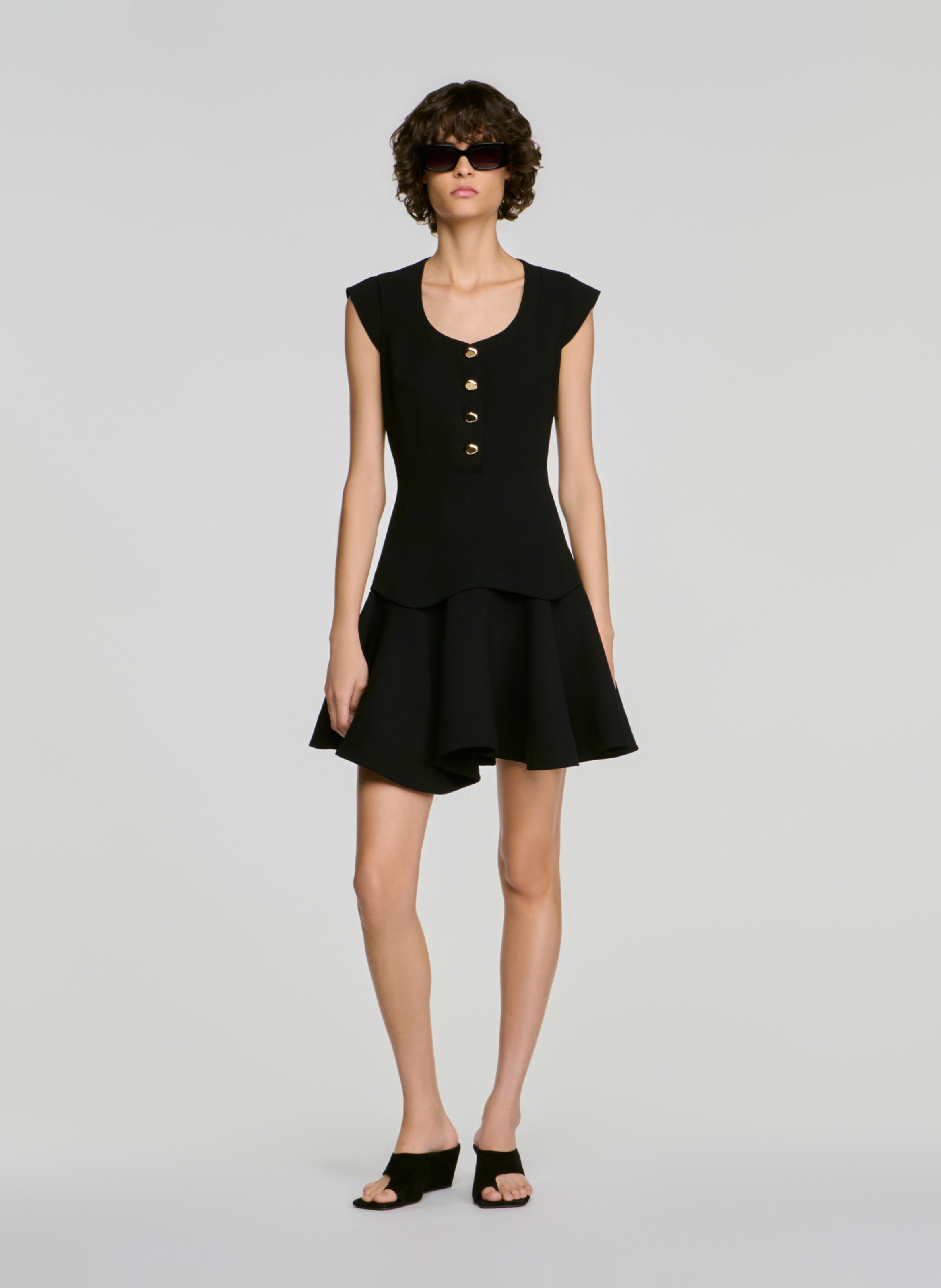 Robe col rond boutonnée SANDRO Noir