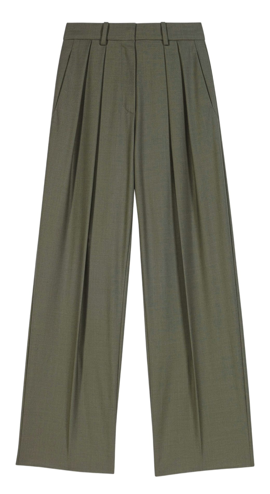 Pantalon droit en laine mélangée MAJE Kaki