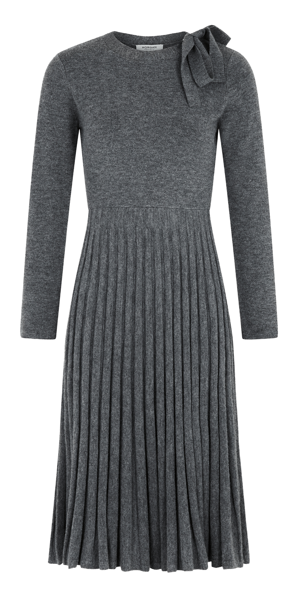 Robe midi plissée en maille MORGAN Gris