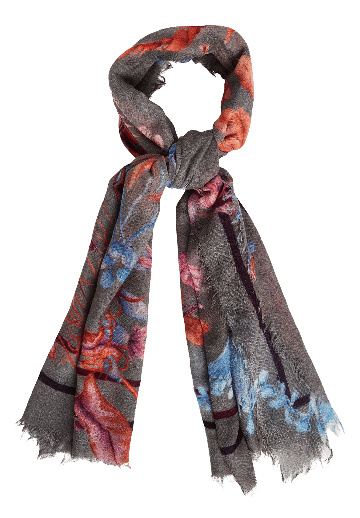 Printed wool scarf COTELAC Grey