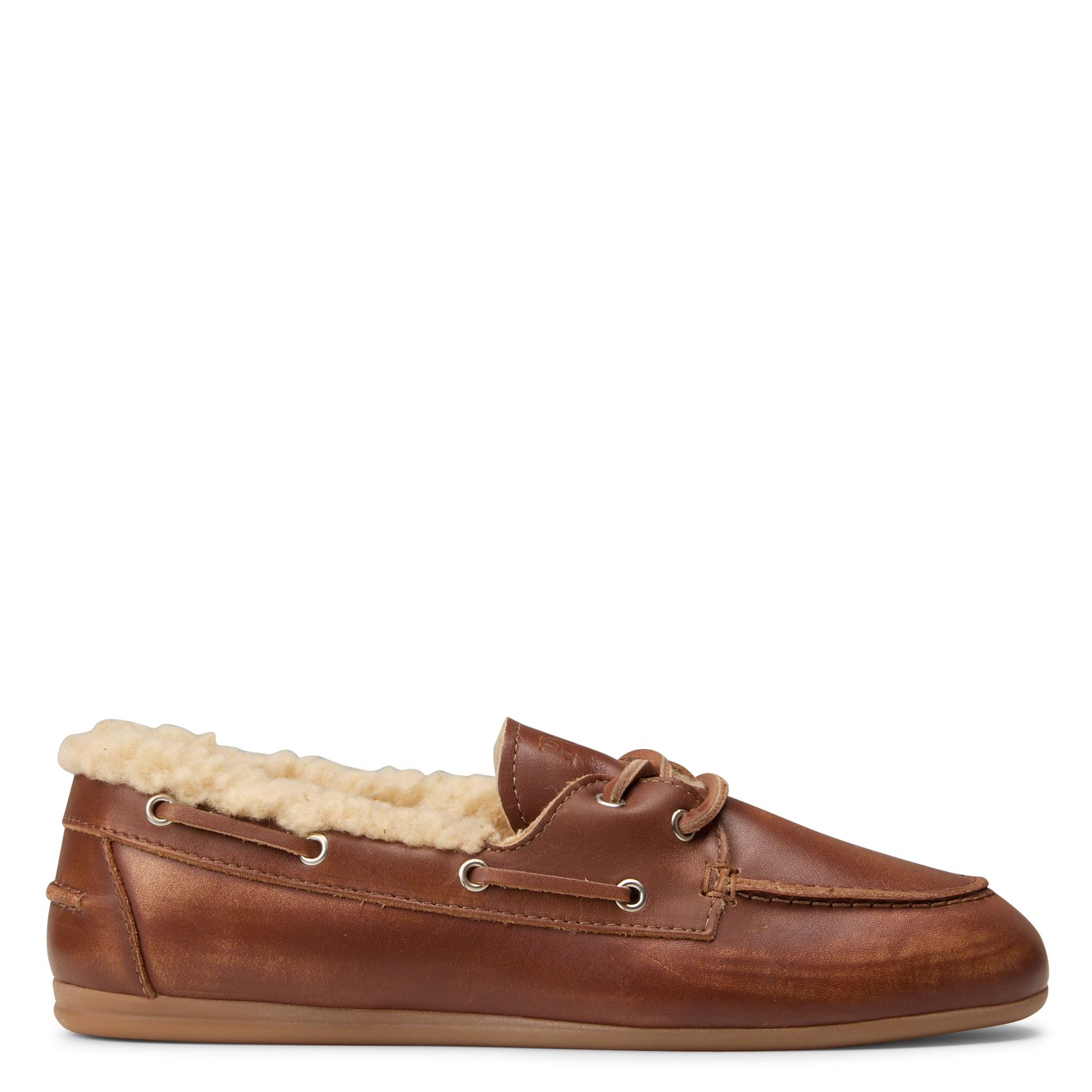 Lace-up fur-lined mixed leather moccasins POSA