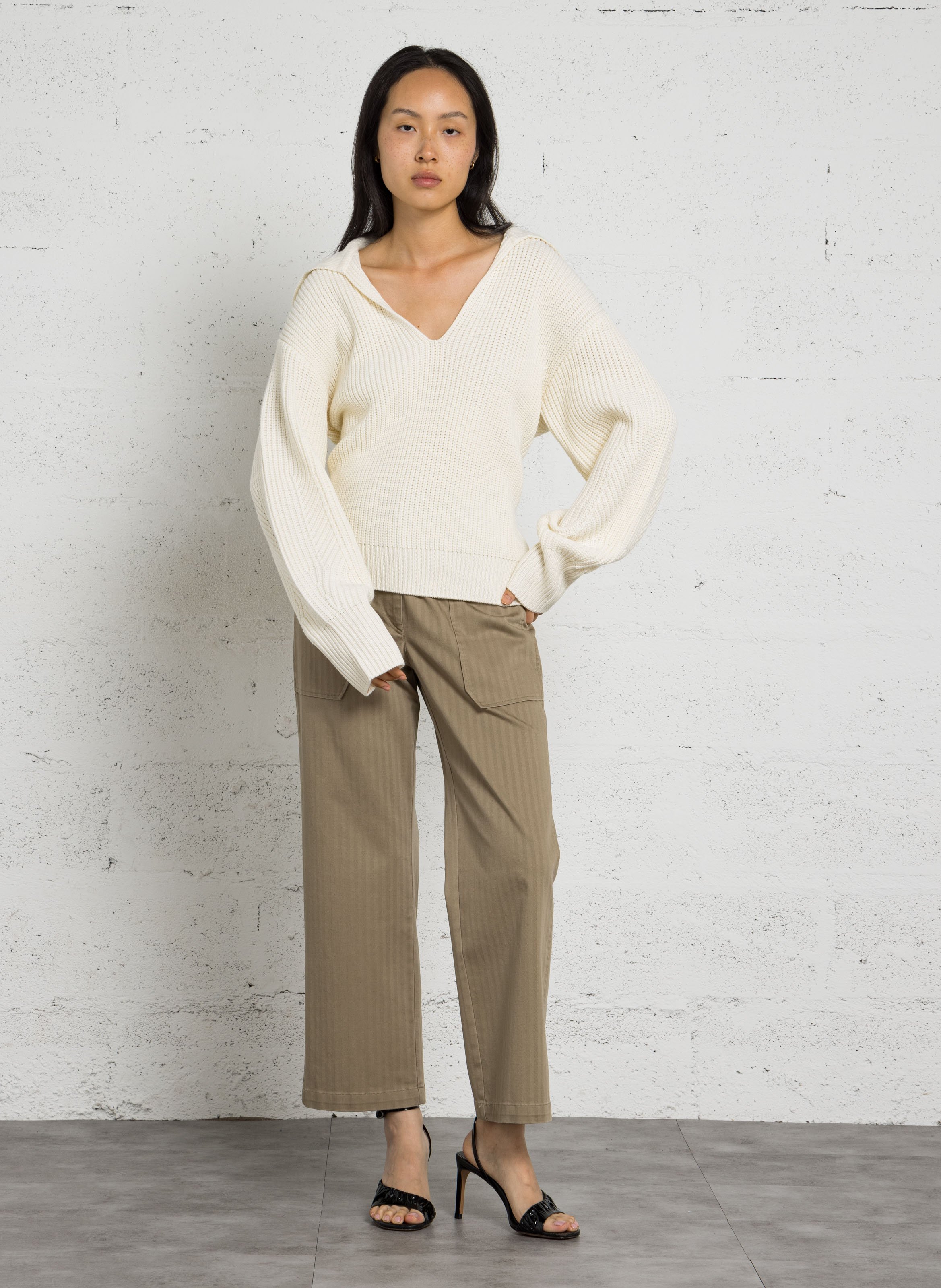 Straight wool blend pants with drawstrings LIU JO White