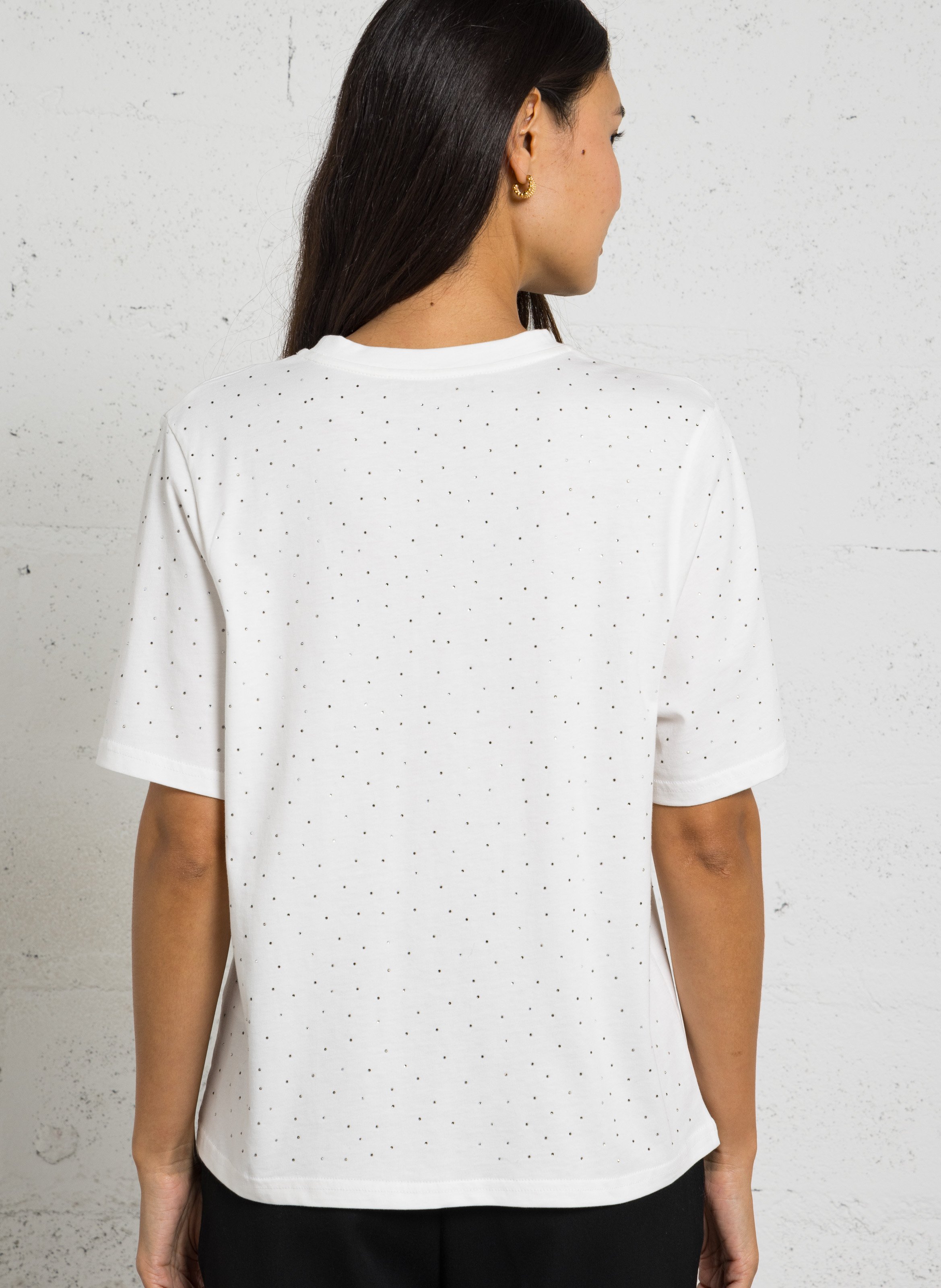 T-shirt met strass in katoen BERENICE Wit