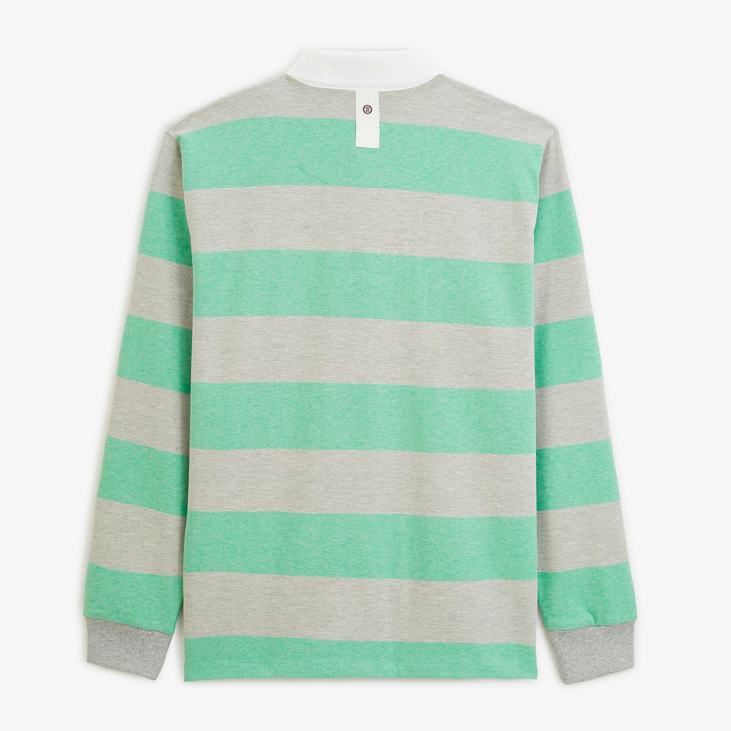 Striped long-sleeved rugby polo shirt with FUNKY ANIMALS embroidery SERGE BLANCO Grey