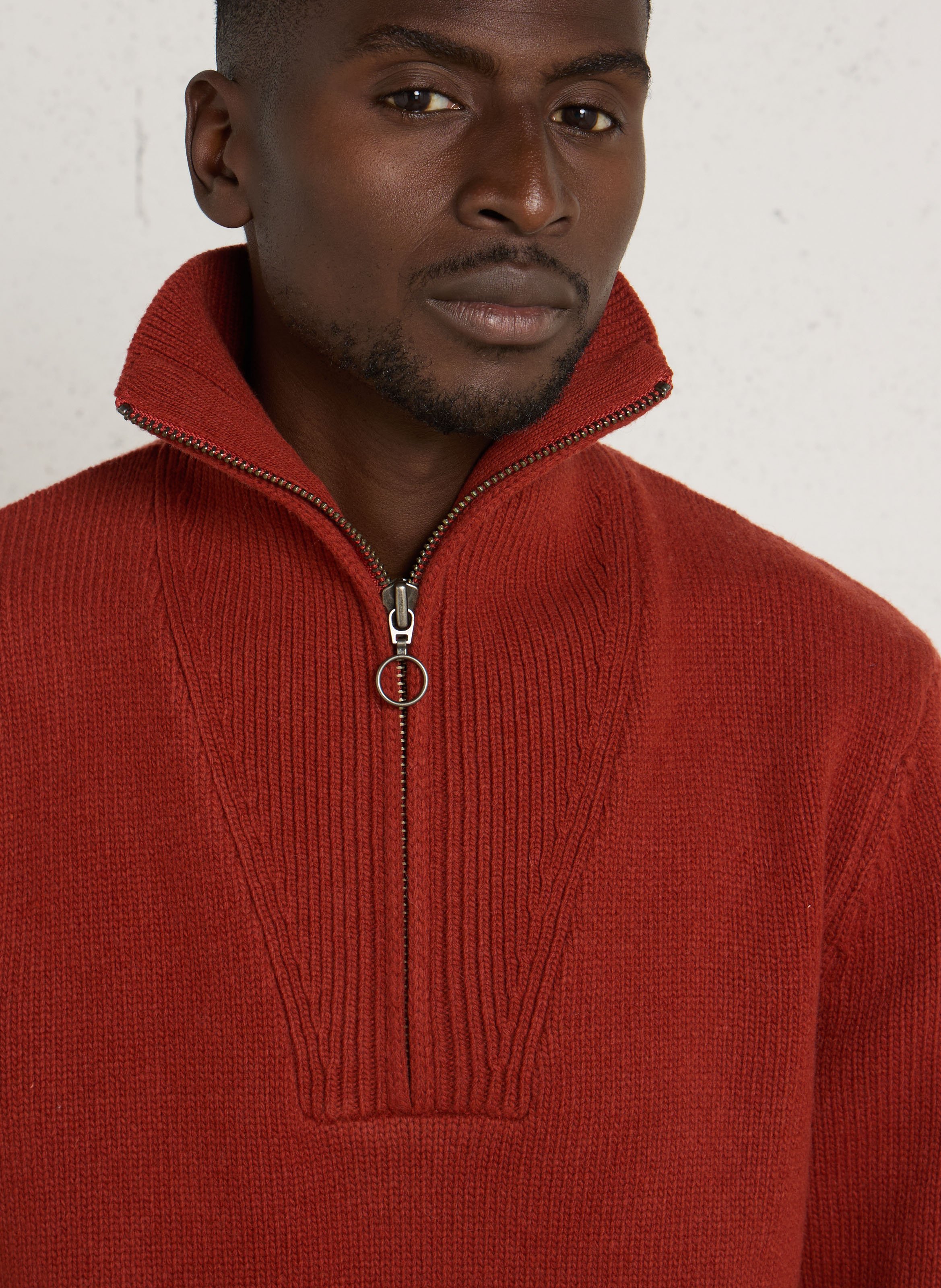 Gebreide trui met opstaande kraag van gemengde wol ARMOR LUX Rood