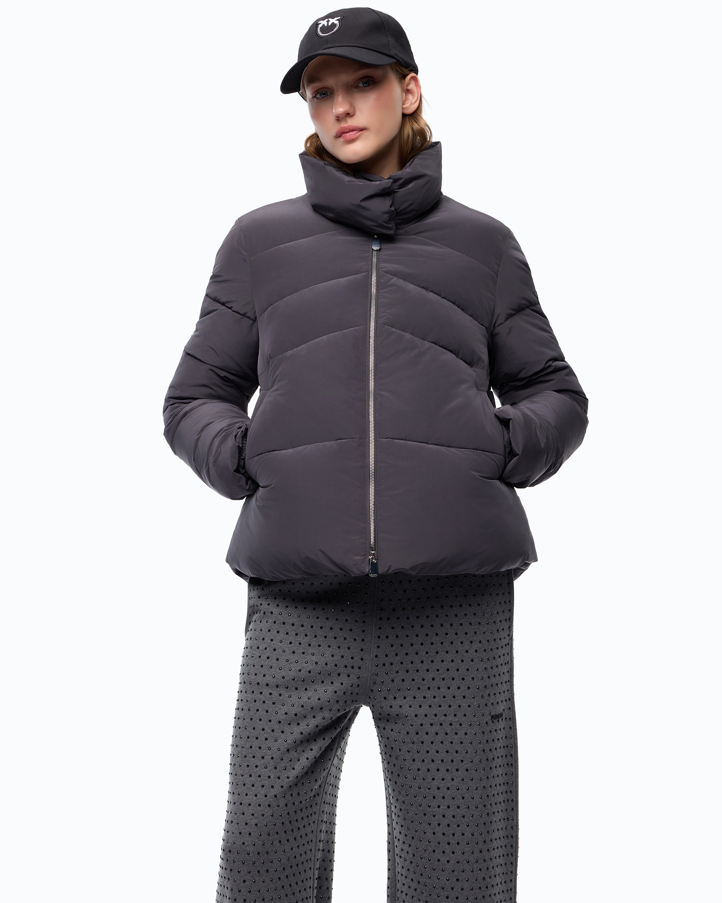 Water-repellent technical fabric pea coat PINKO Black