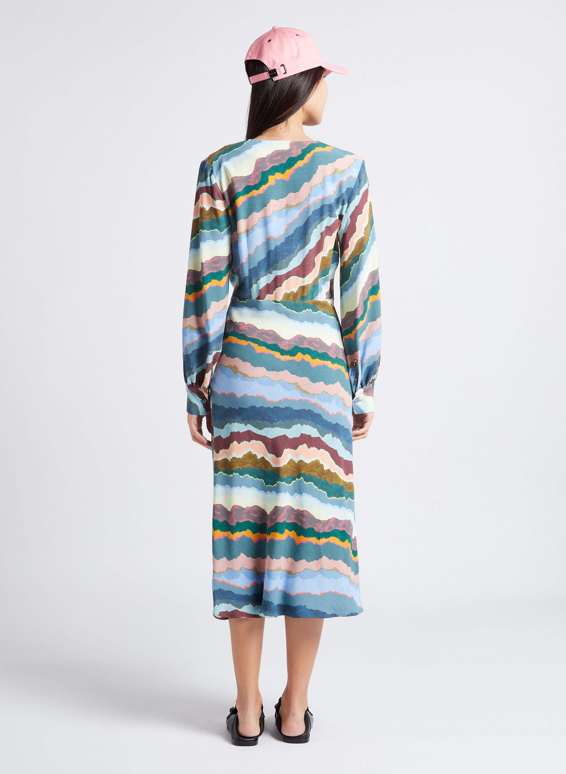 Straight printed V-neck midi dress PAUL SMITH Multicolored