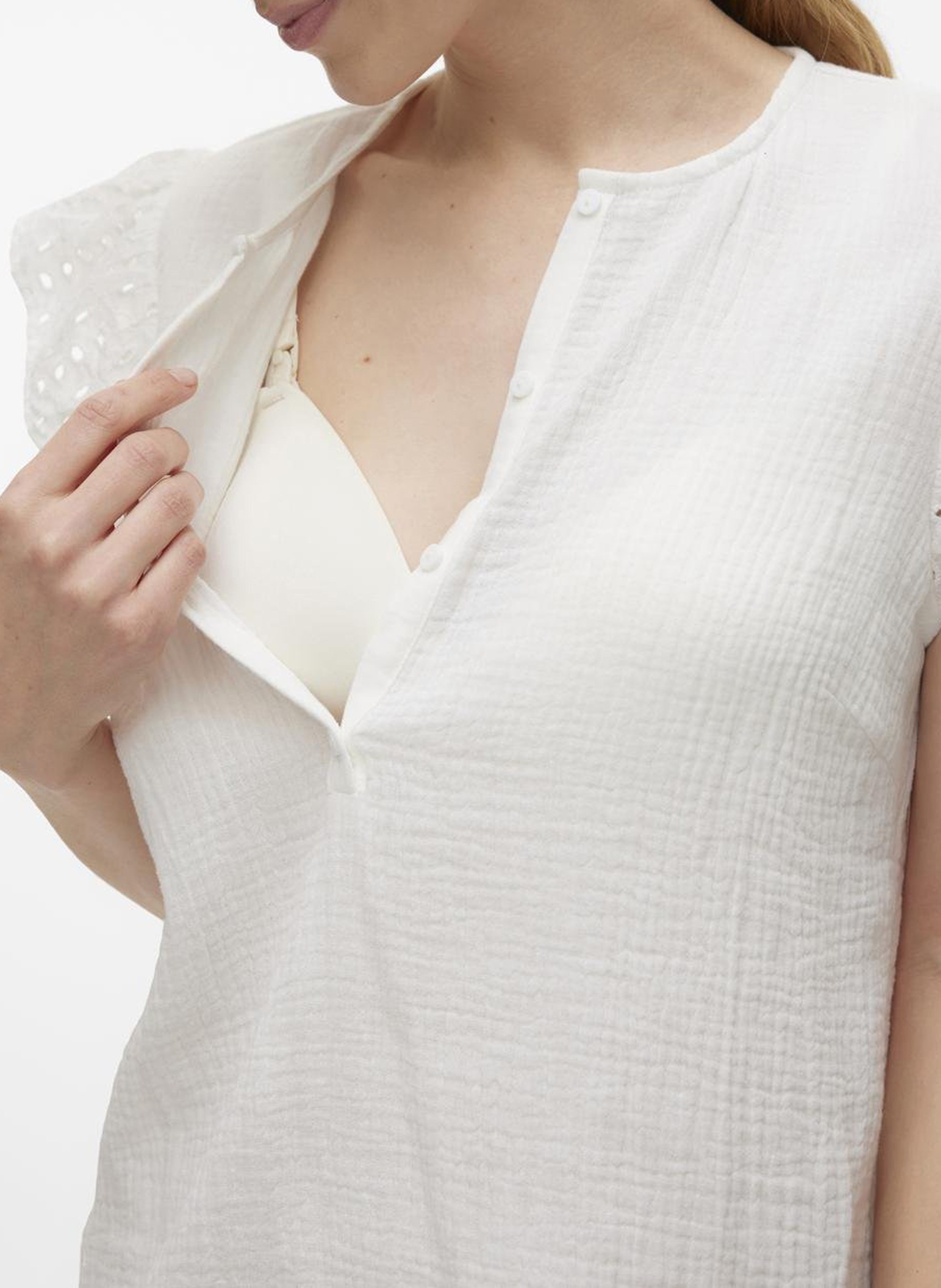 Straight round-neck cotton top MAMALICIOUS White