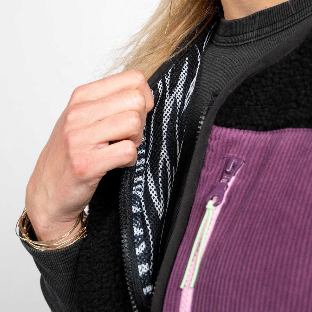 Sleeveless Sherpa Zip-Up Vest Black