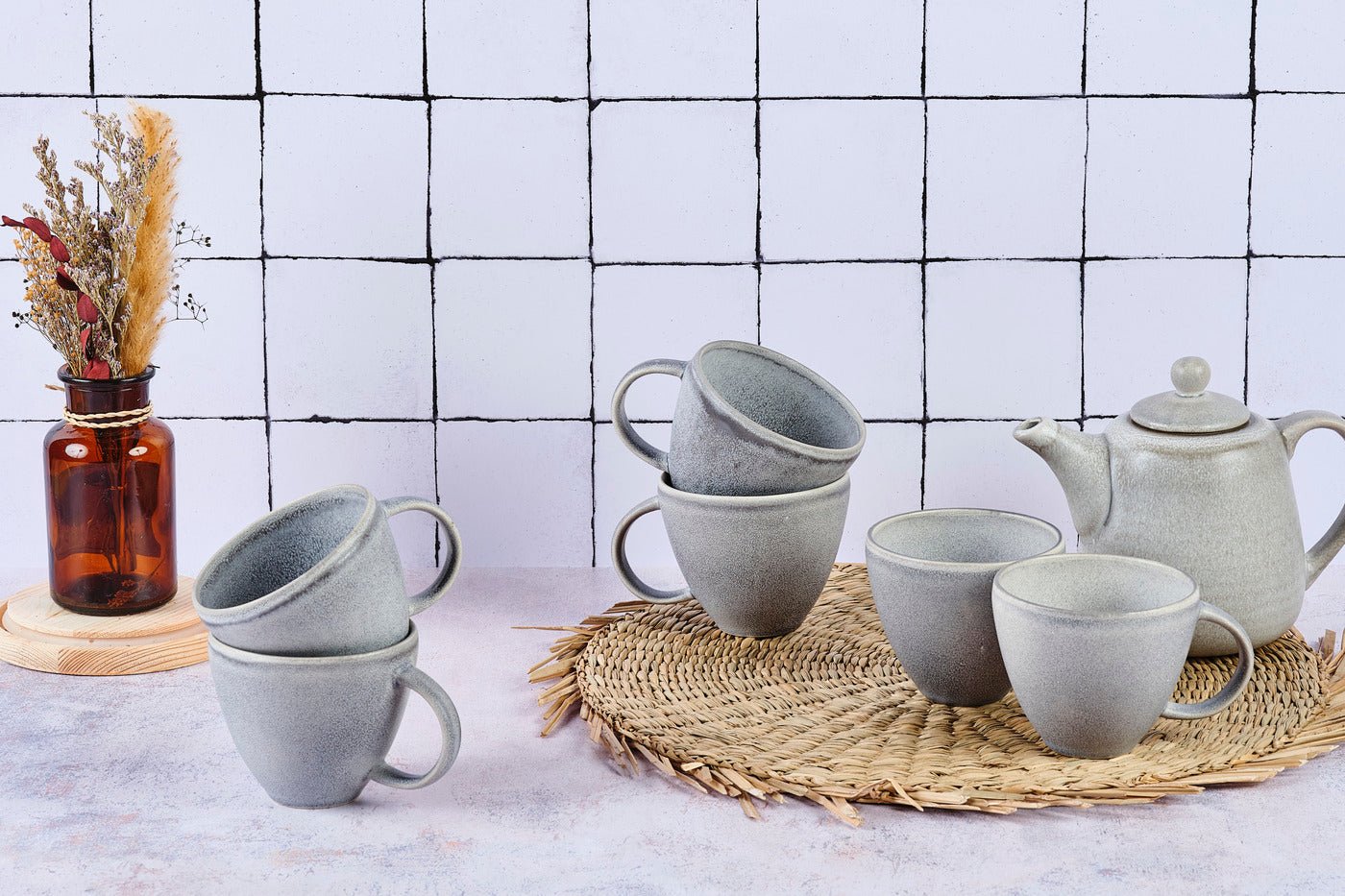 Stone mug 25cl - 6 pieces - moon gray Grey