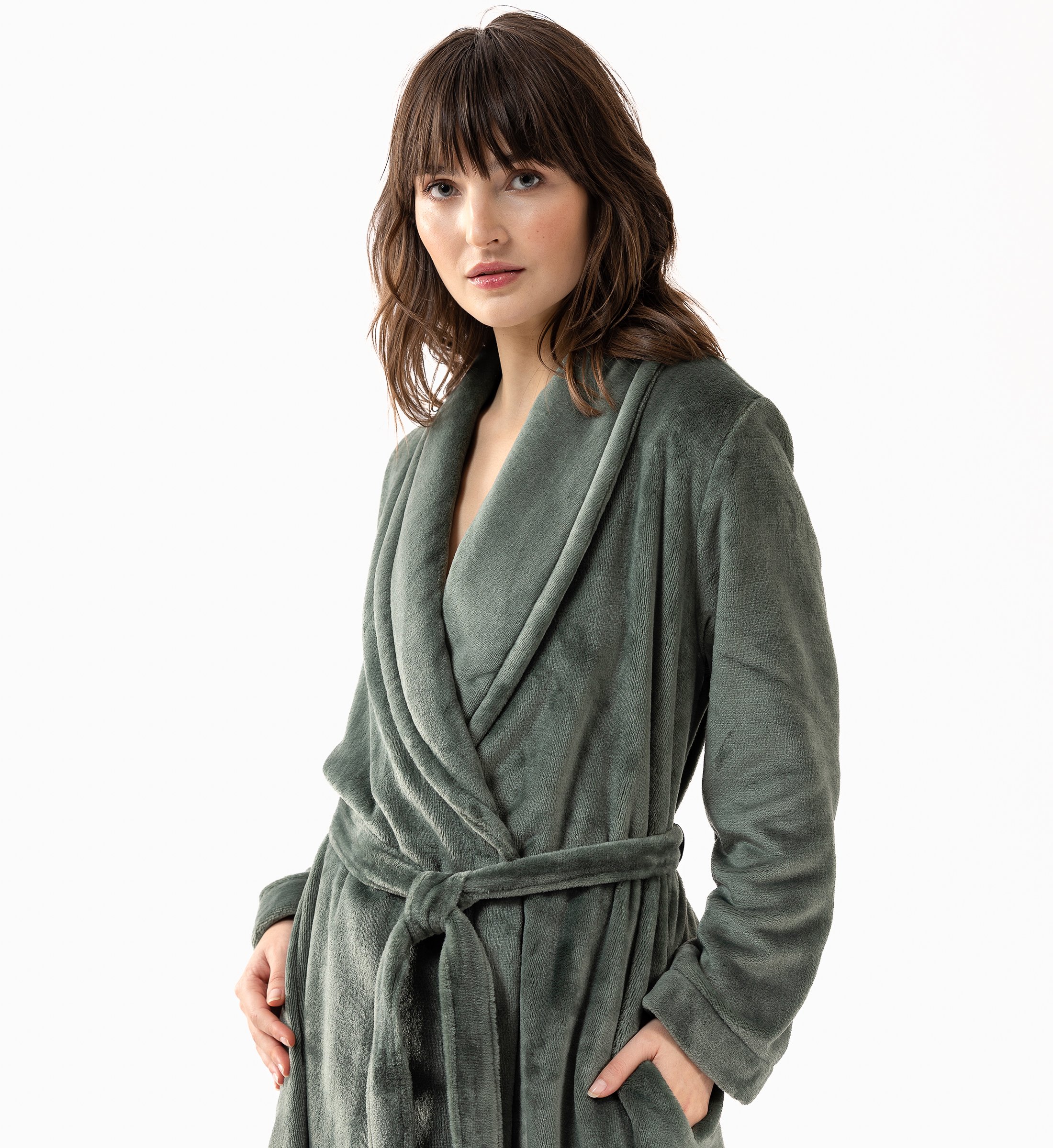 Plush Flannel Robe LE CHAT Green