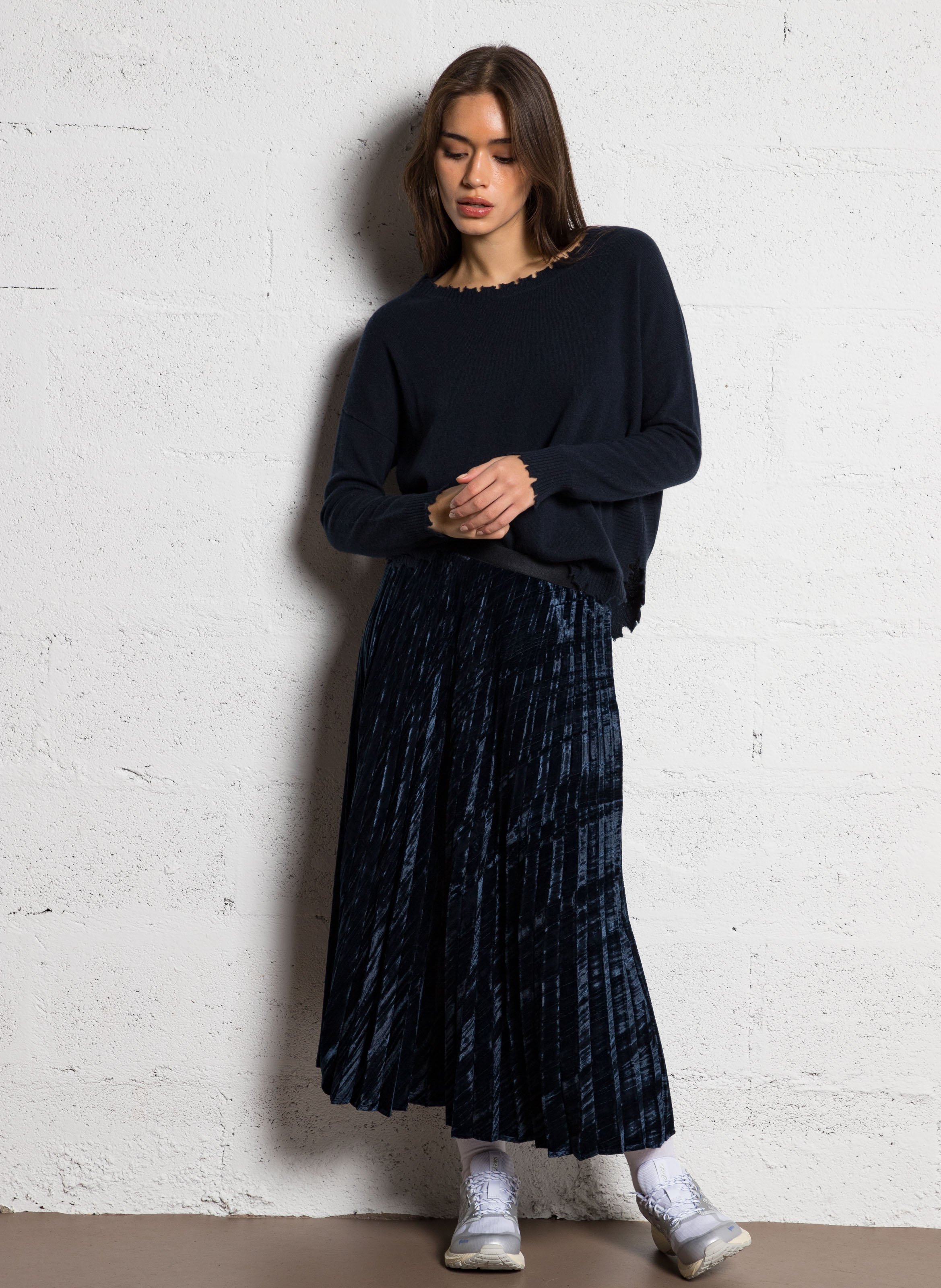 Pull oversize en cachemire maillé KUJTEN Bleu