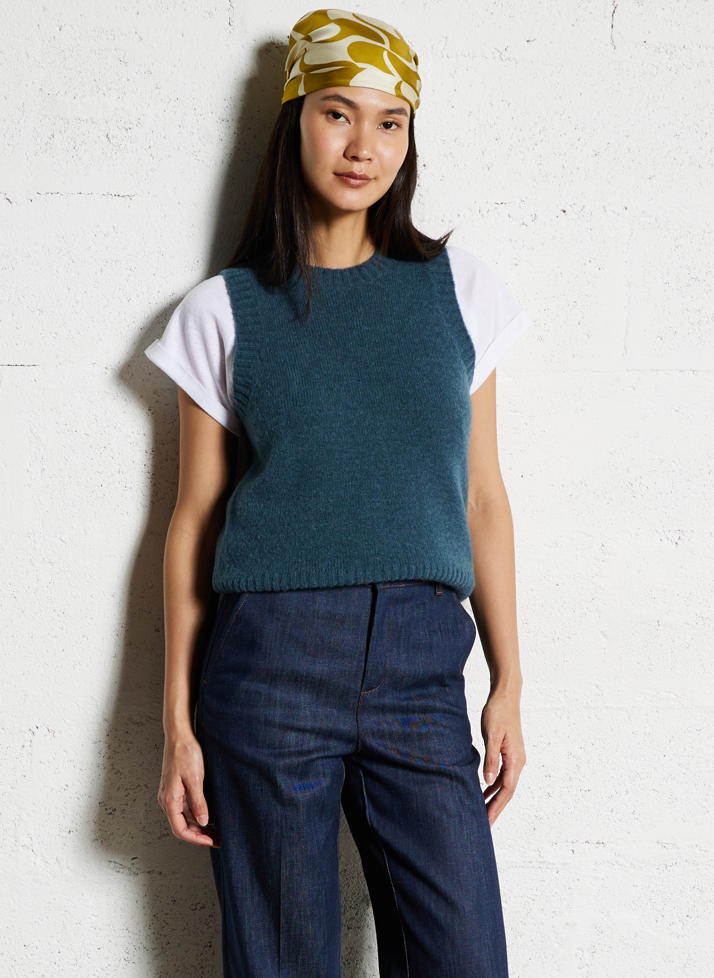 T-shirt met ronde hals en zeefdruk | katoenblend - Look 1