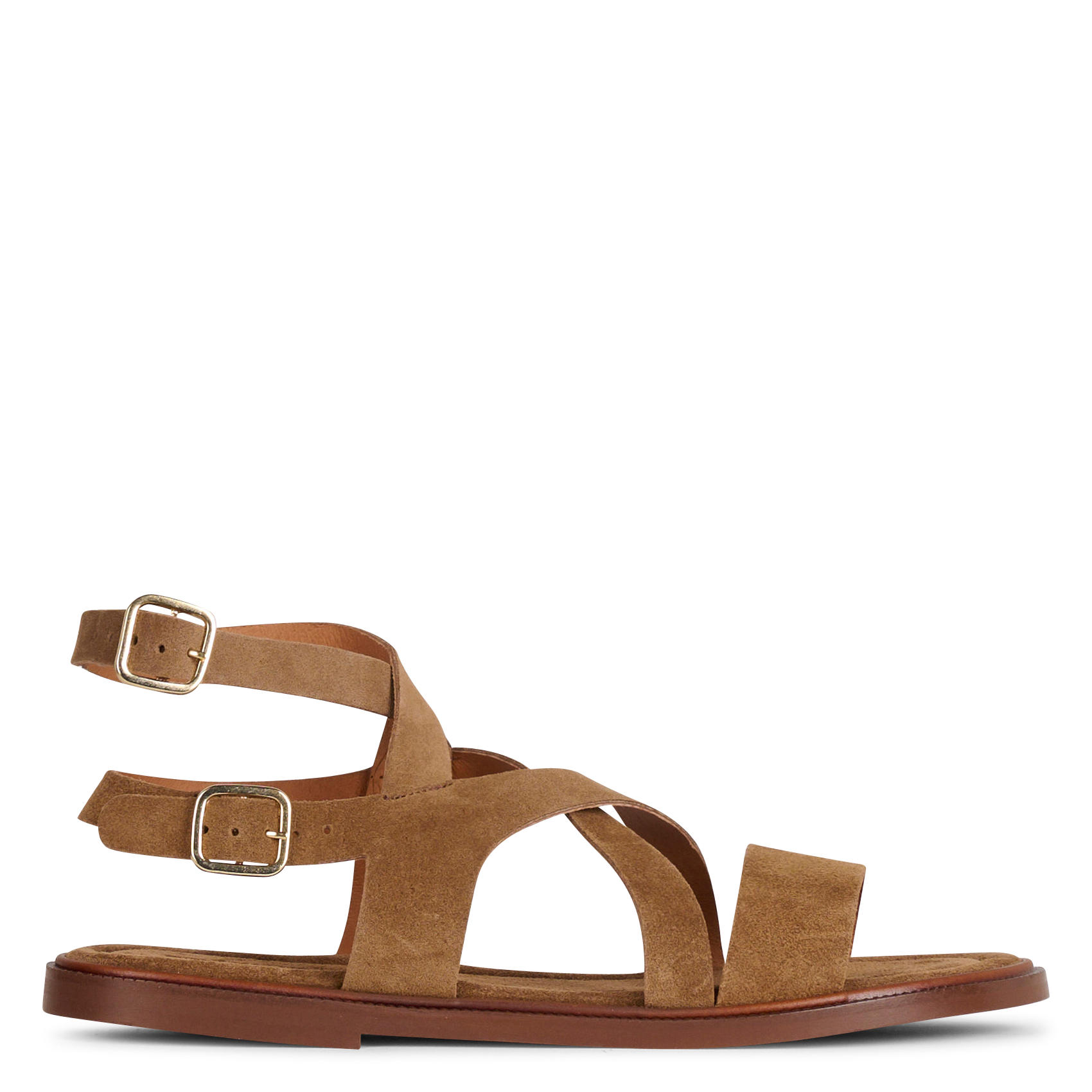 Flache Ledersandalen mit Riemchen MELLOW YELLOW Beige