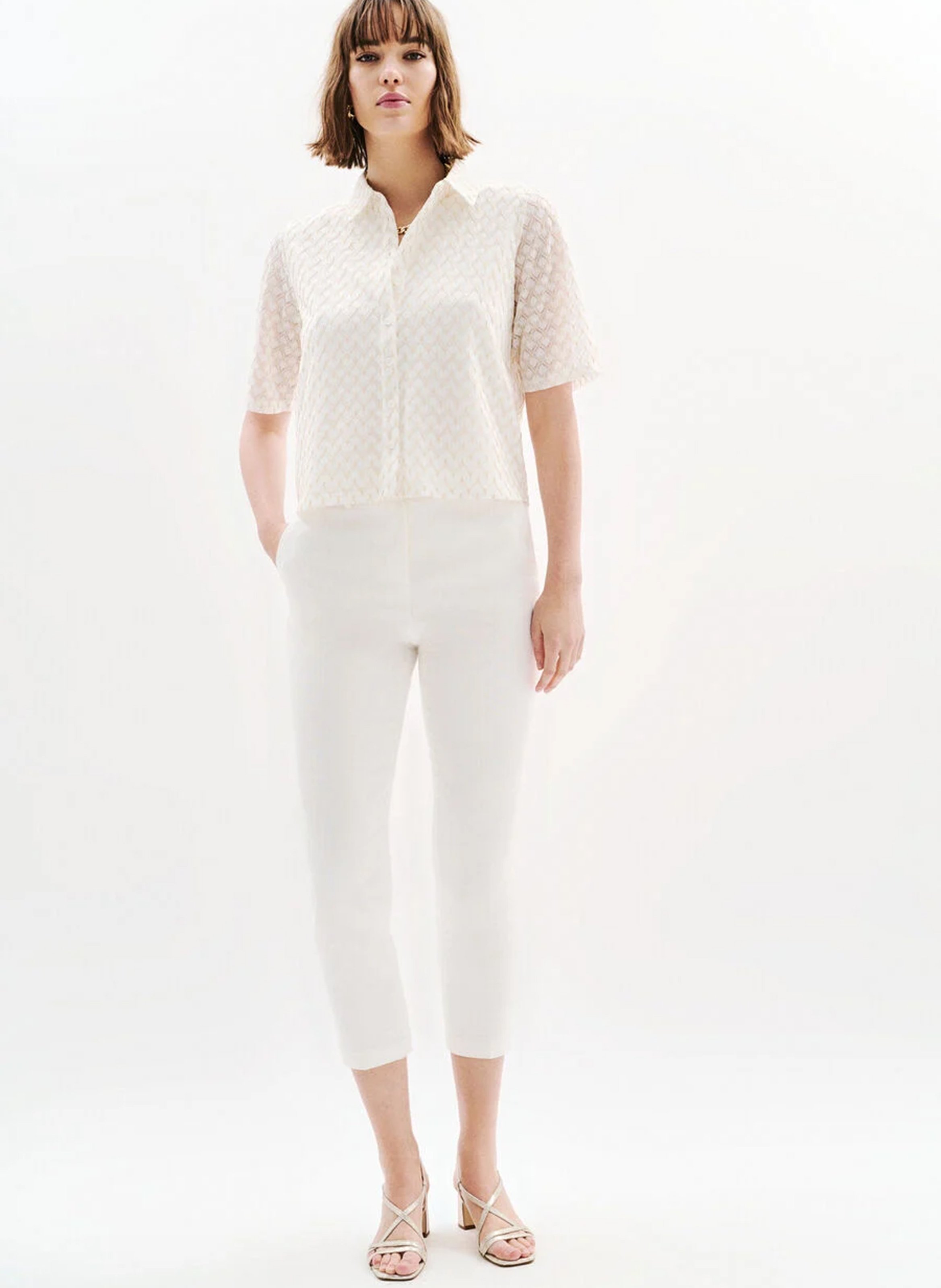 Top col classique  CAROLL Blanc