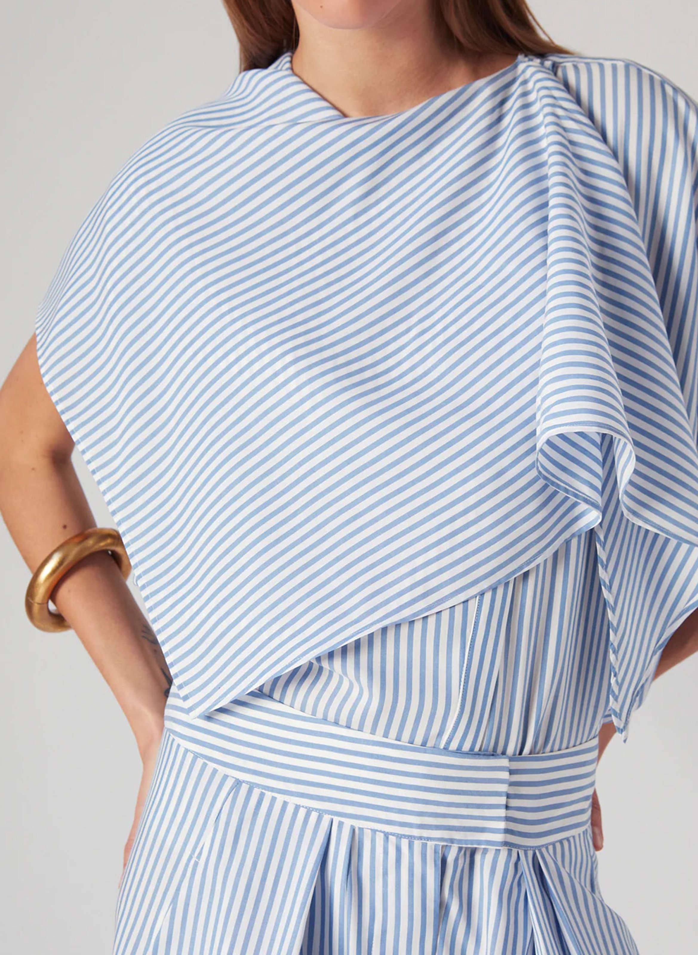 Short-sleeved striped top with scarf THE LABEL EDITION Blue