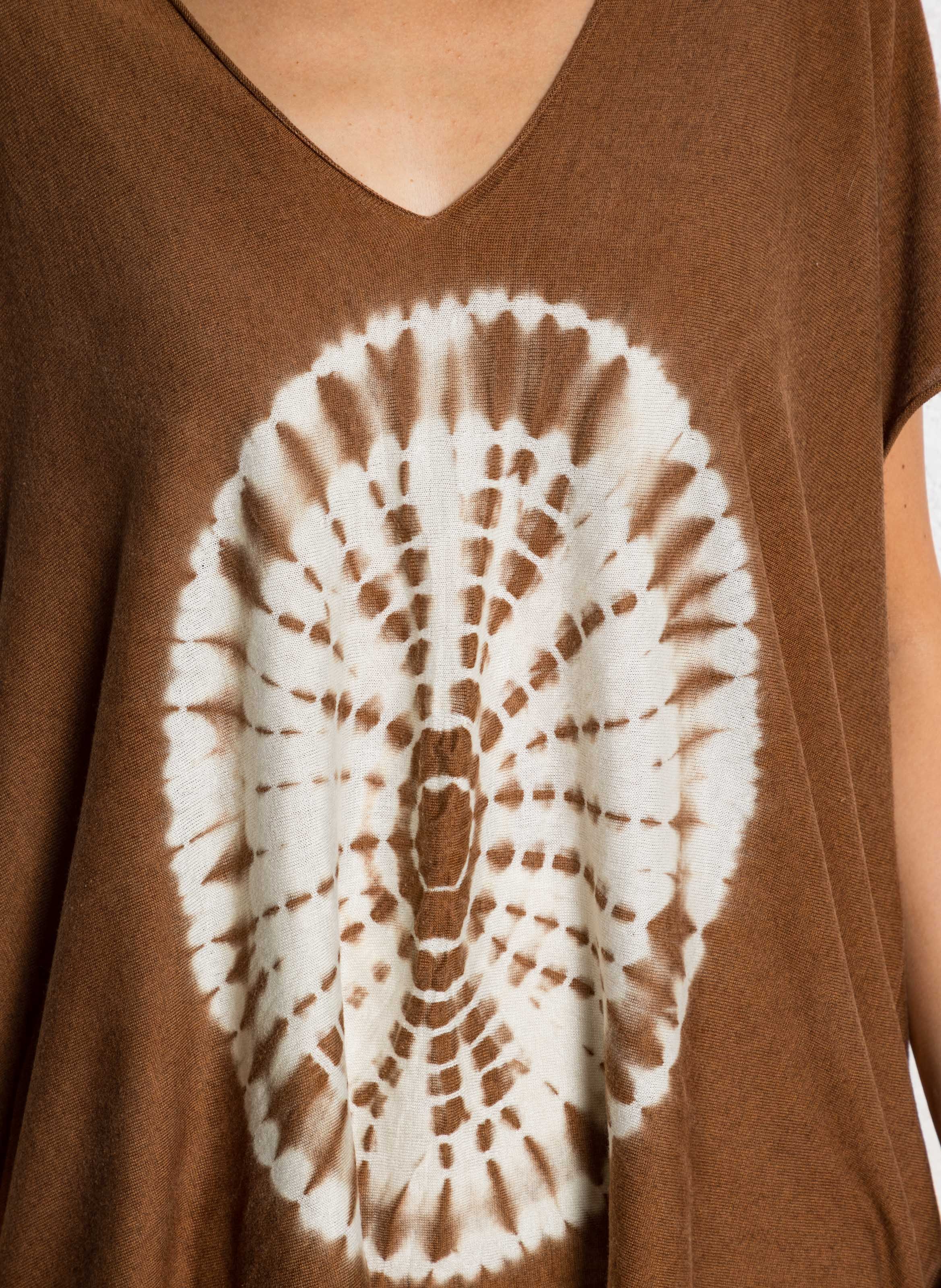 Cashmere and silk V-neck t-shirt KUJTEN Brown