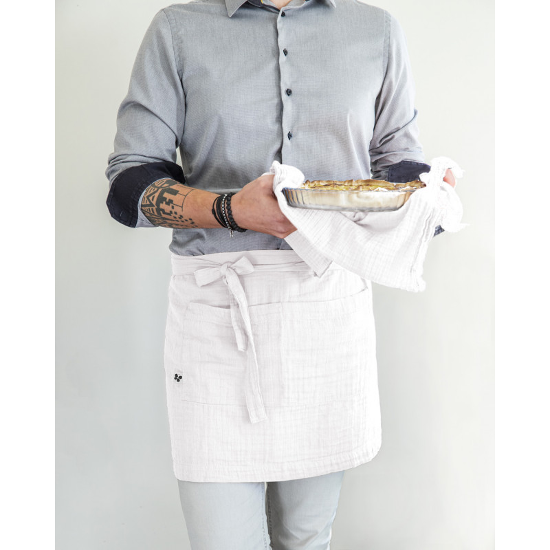 Chef apron in cotton gauze L'EFFET PAPILLON White