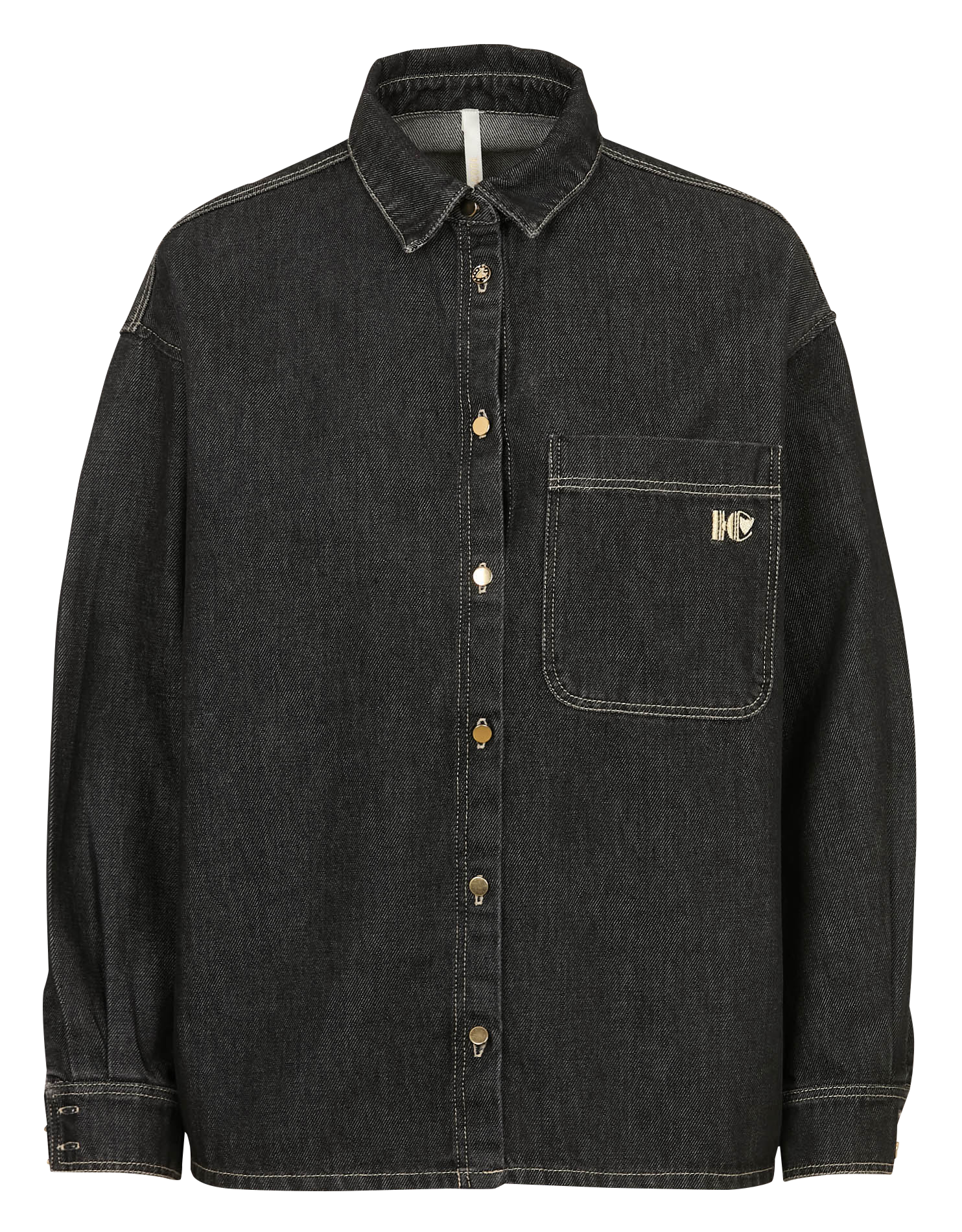 Chemise en jean broderie monogramme I CODE Noir