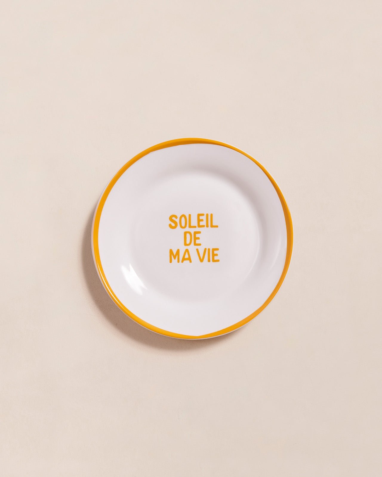L'assiette à dessert soleil de ma vie en porcelaine EMOI EMOI Jaune
