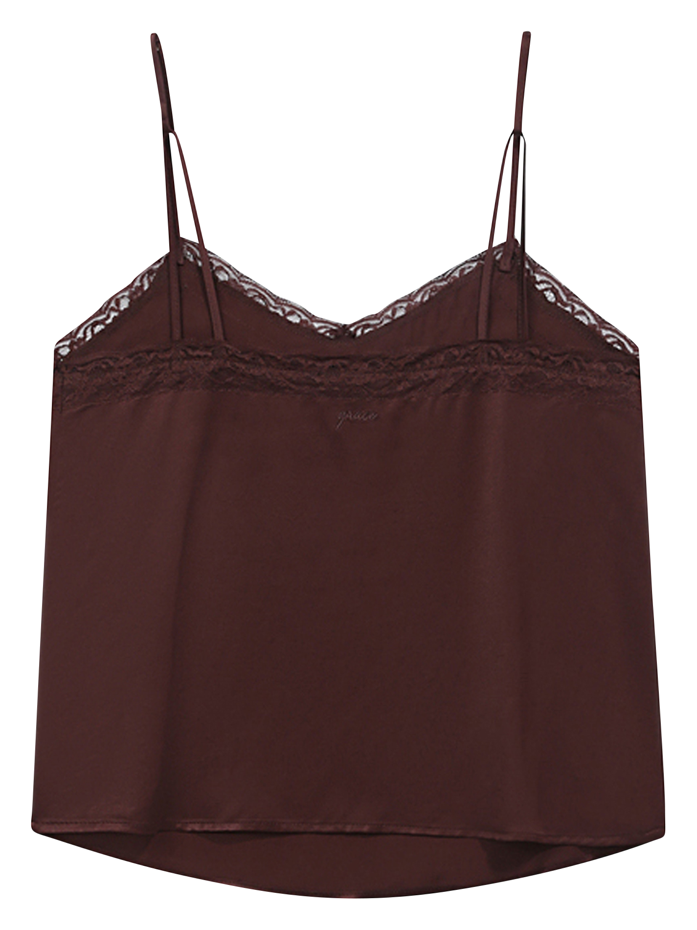 Straight V-neck satin camisole GRACE ET MILA Brown
