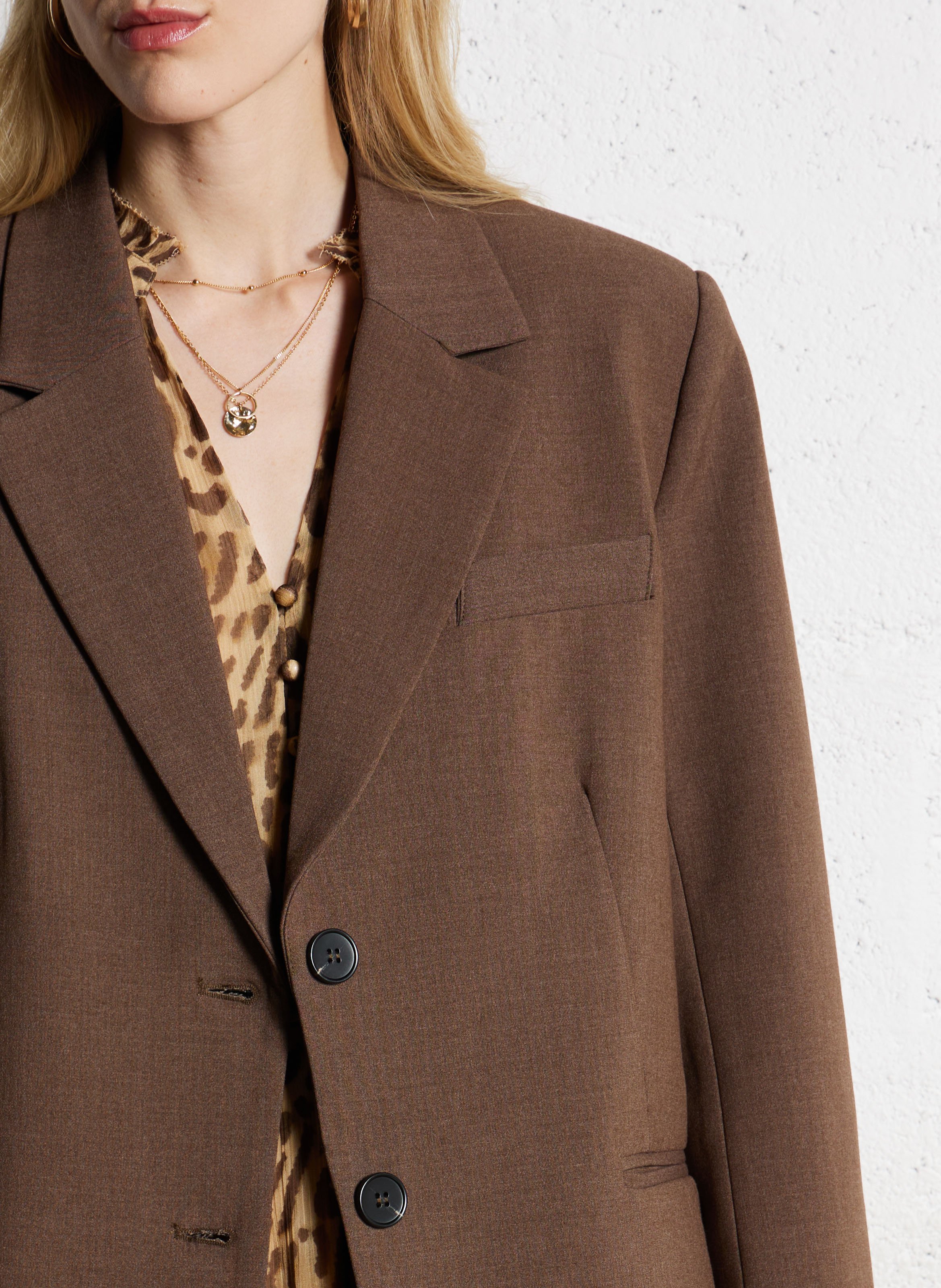 Veste droite col tailleur SUNCOO Marron