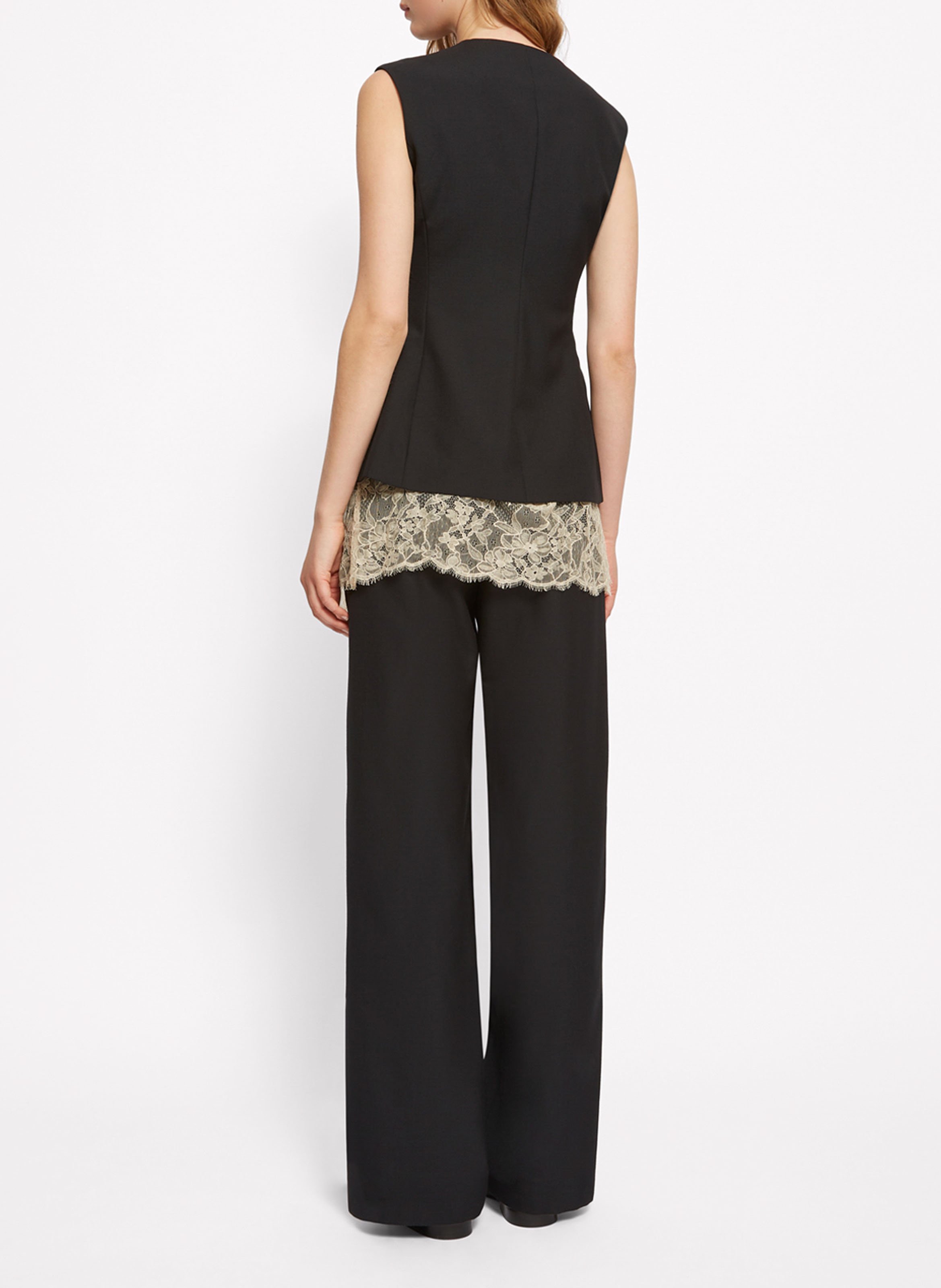 Gilet tailleur sans manches boutonné uni ROSEANNA Noir