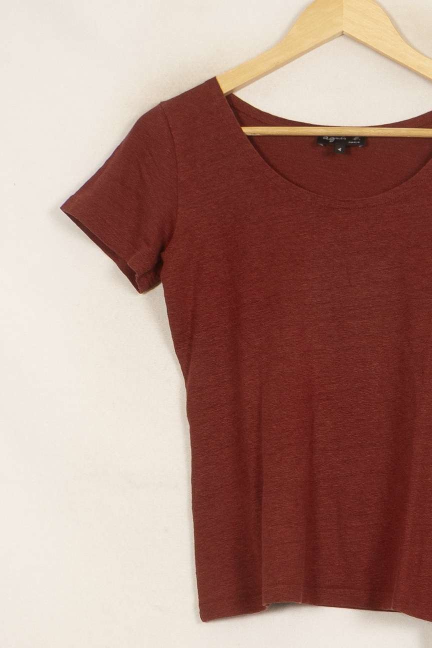 Tommy Badge T-shirt AGNES B. - Seconde Main Brown