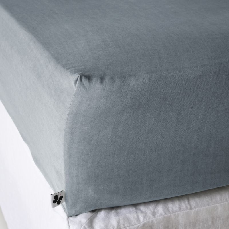 "Fitted sheet "Lysandre" all sizes in "lyocell" butterfly effect" L'EFFET PAPILLON Grey