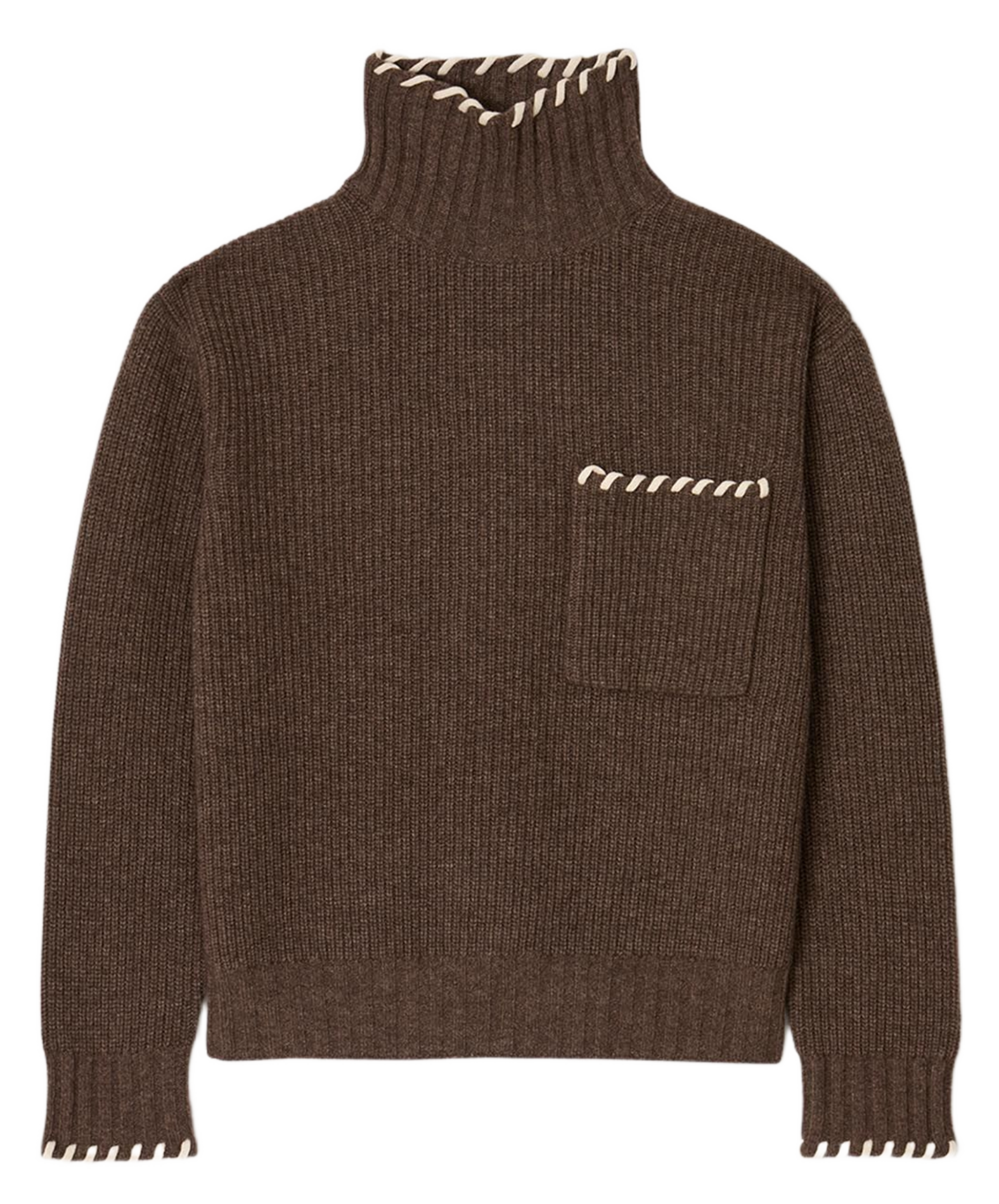 Pull col montant ample en laine mélangée SANDRO Marron