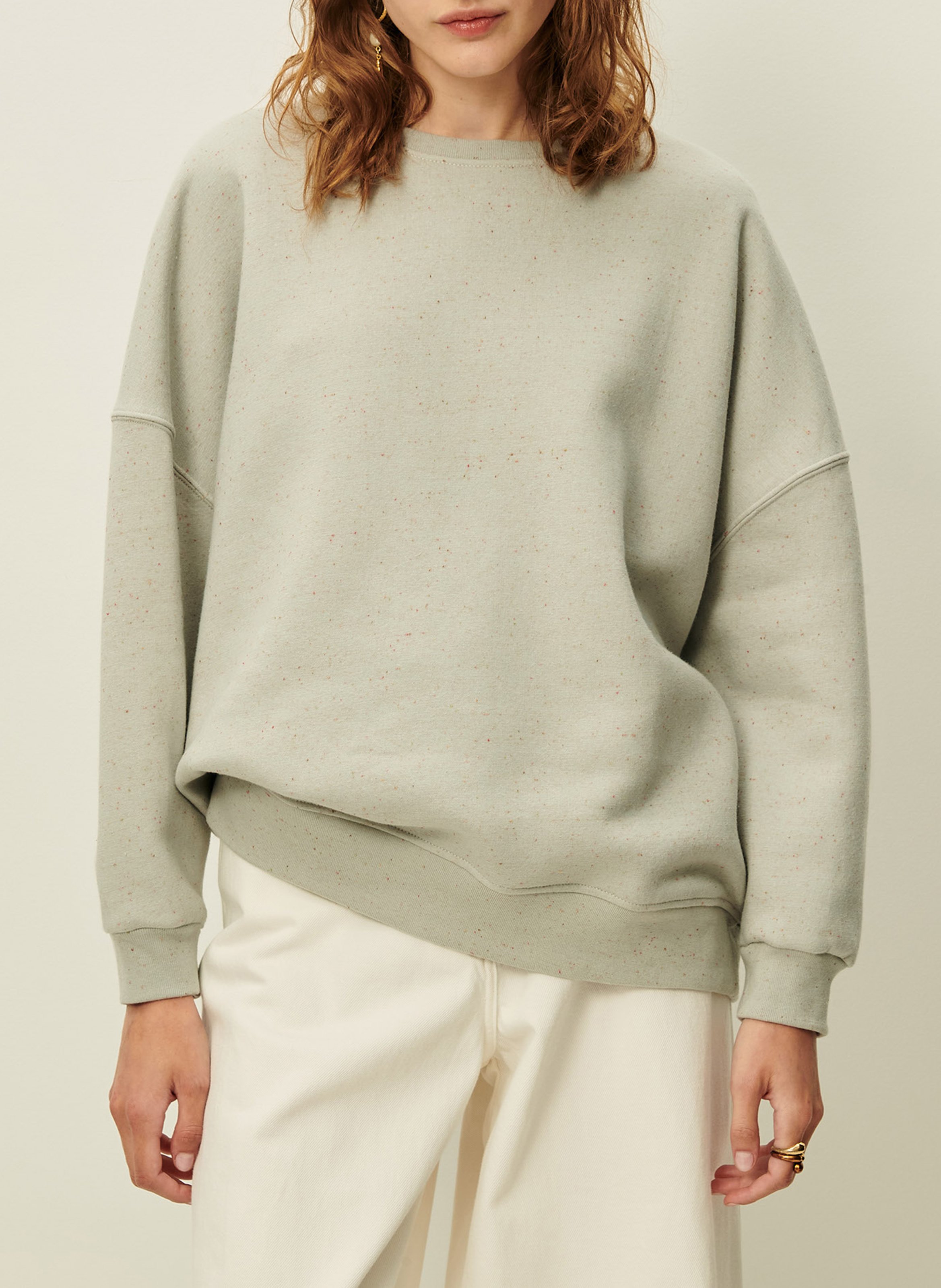 Loose-fit round-neck flecked organic cotton-blend sweater SESSUN