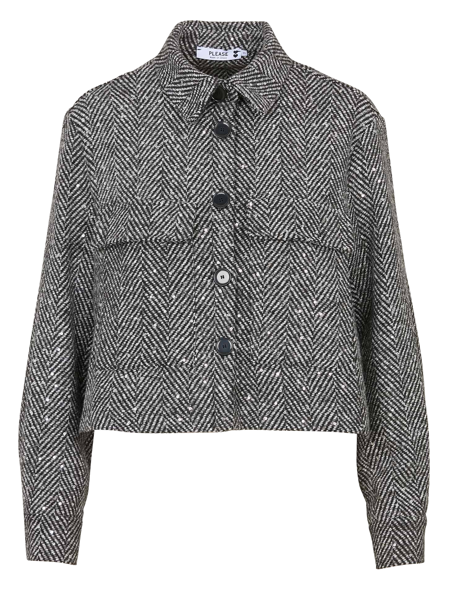 Oversized jacket with classic sequined collar PLEASE Grey