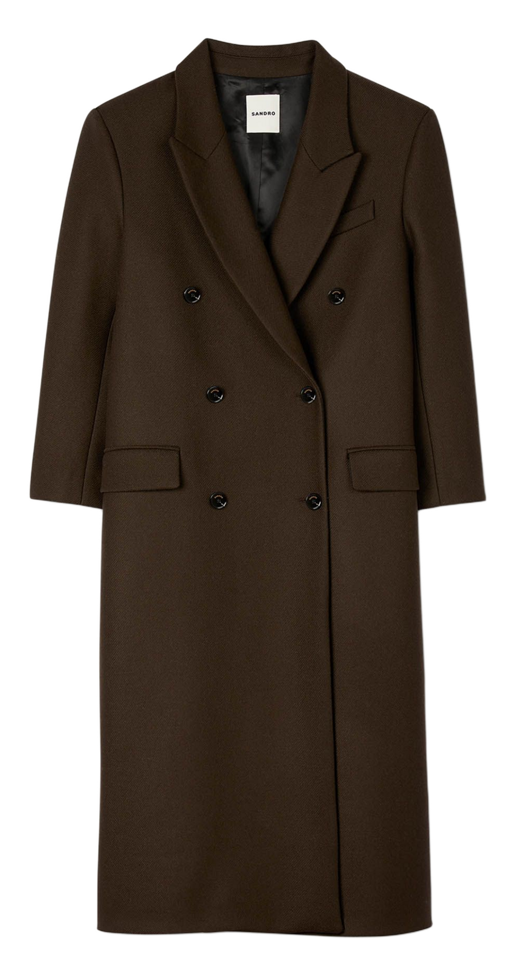 Lange oversized jas van wolmix SANDRO Bruin