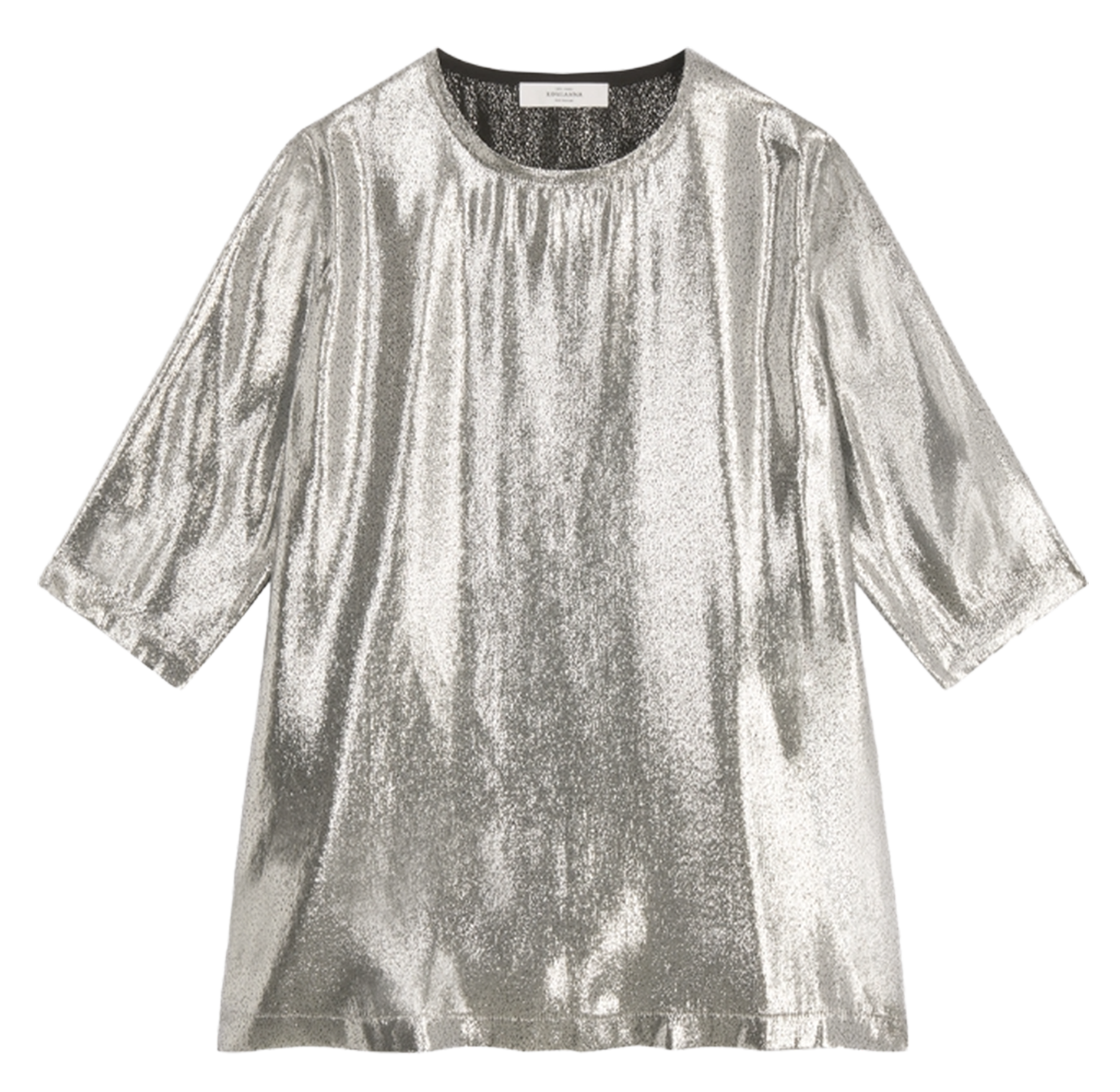 Top droit métallisé en soie mélangée ROSEANNA Argent