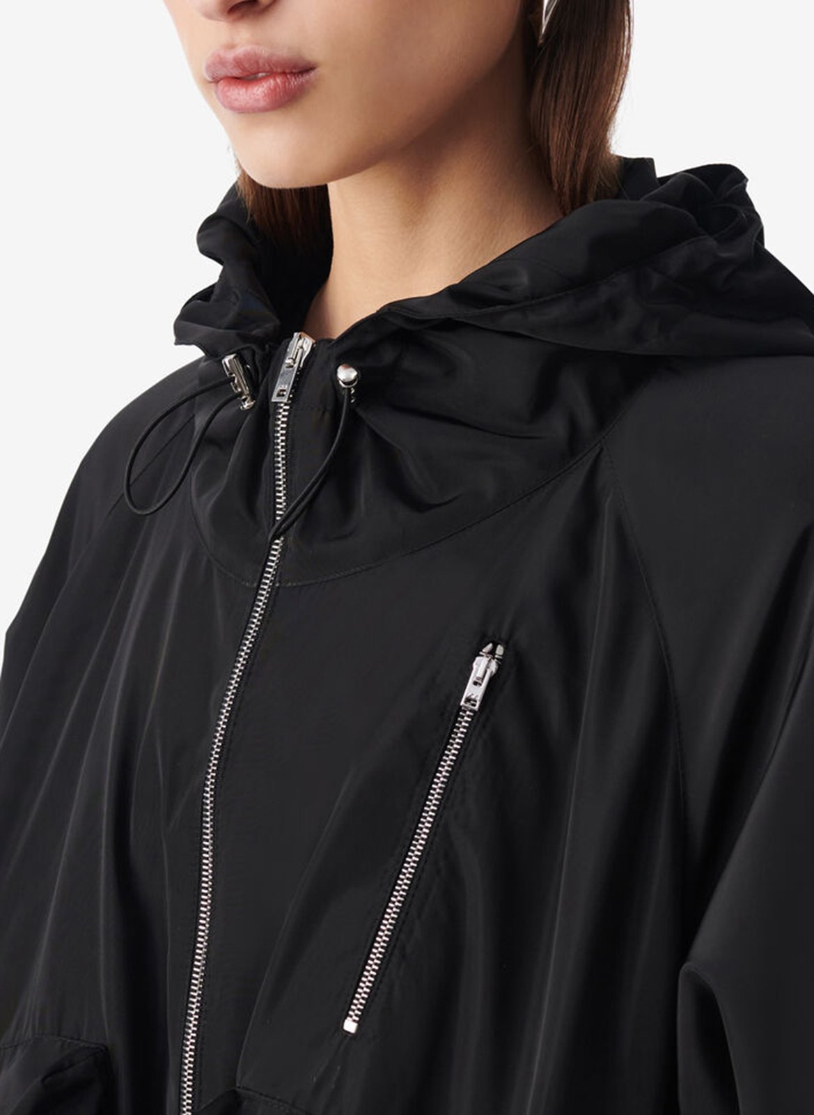 Straight windcheater with hood IRO Black