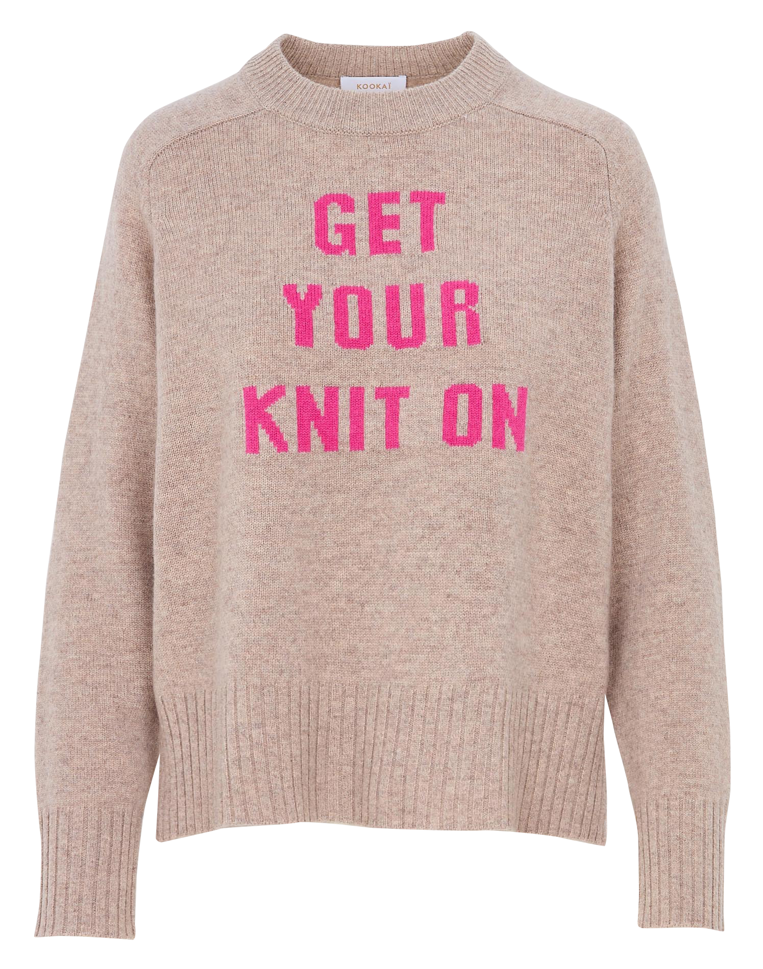 Pull oversize col rond en laine et cachemire KOOKAI Marron