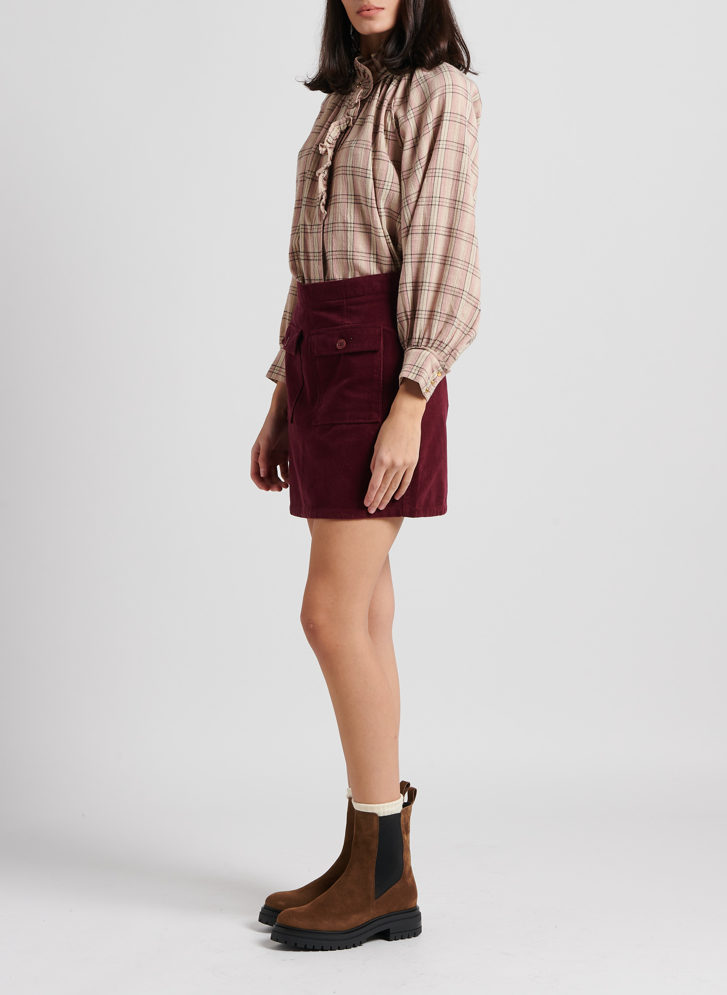 Gerade geschnittener, kurzer Baumwollrock BELLEPIECE Rot