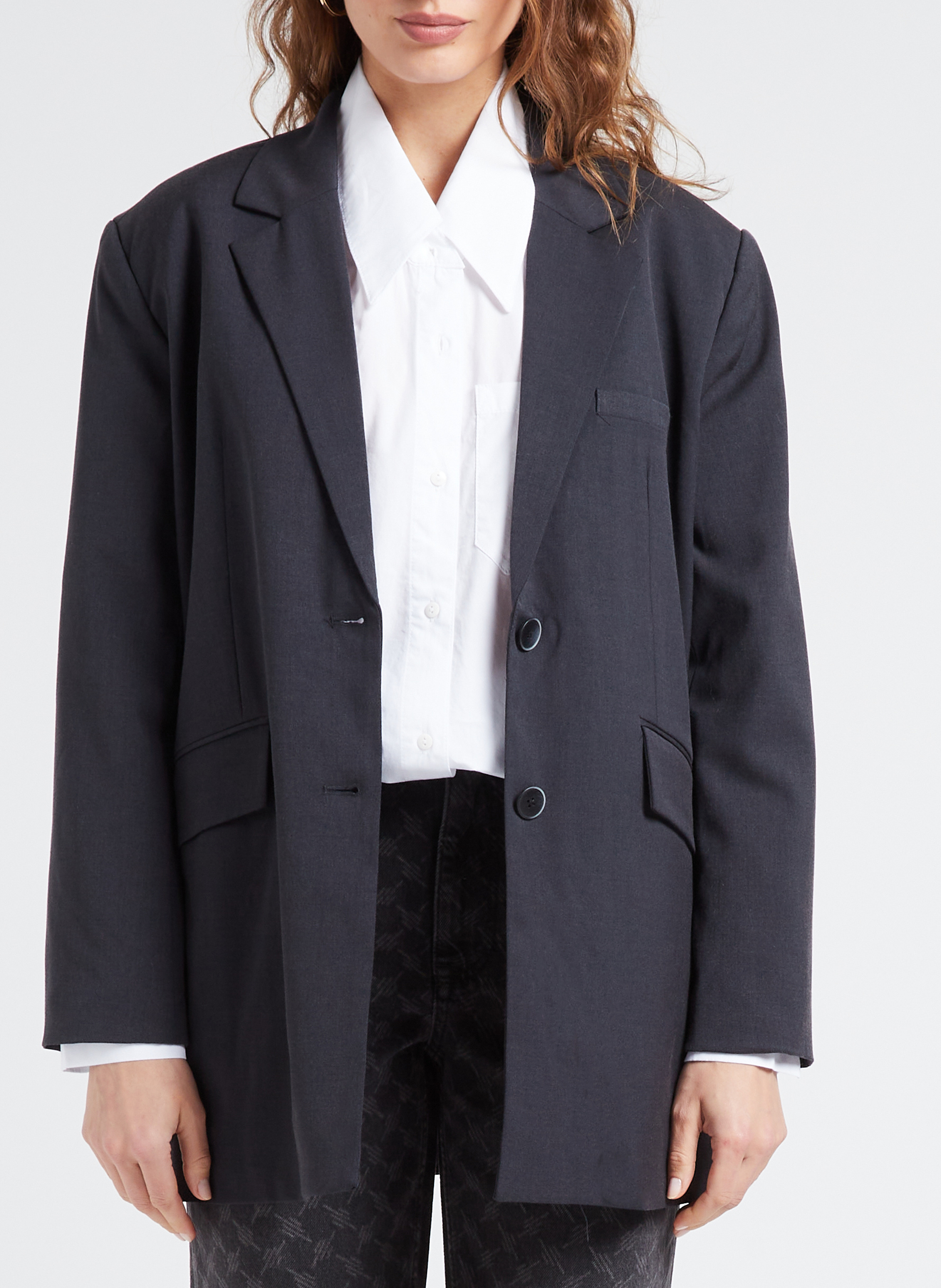 Recht jasje met reverskraag OBJECT Grijs