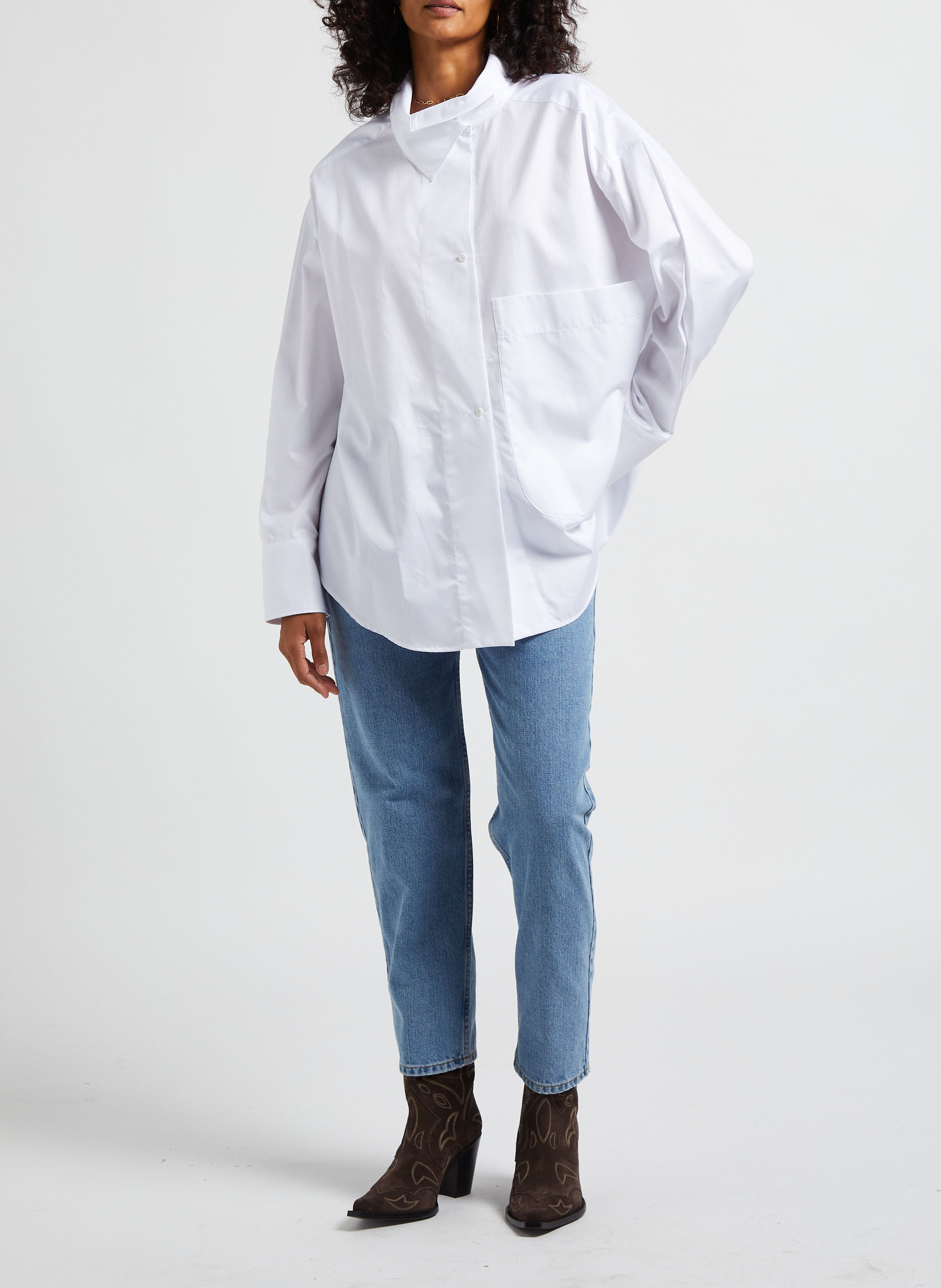 Straight Cut High Waist Jeans aus Baumwolle MARGAUX LONNBERG Blau