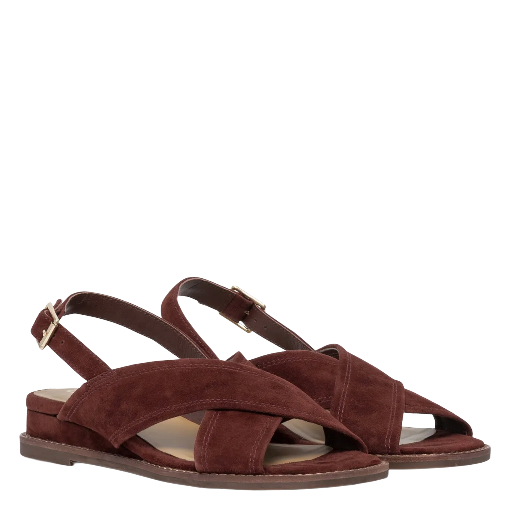 Flat leather mules BOCAGE Purple