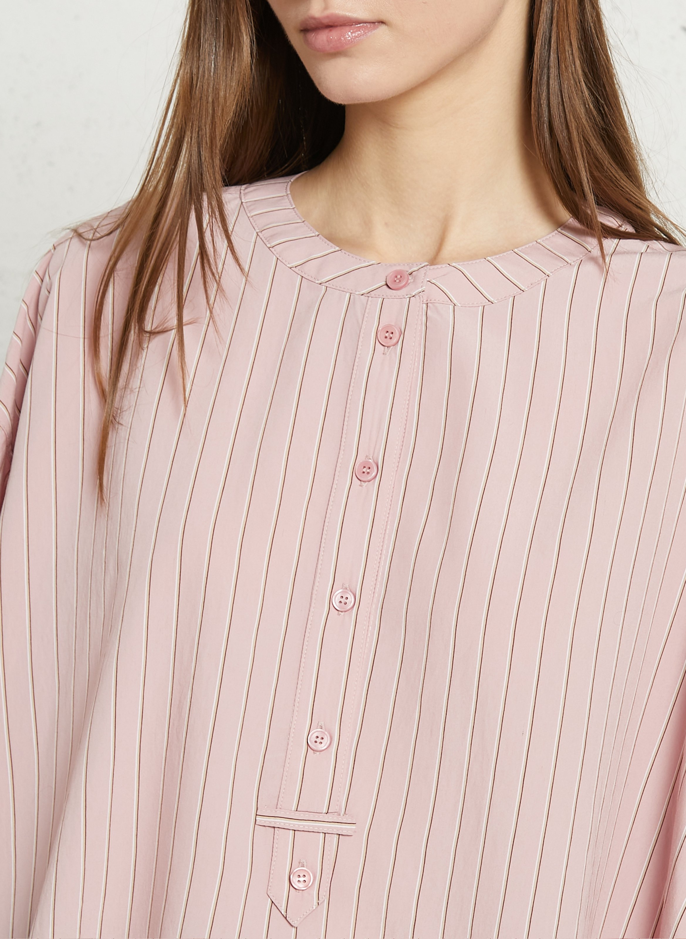 Blouse à rayures col rond DES PETITS HAUTS Rose
