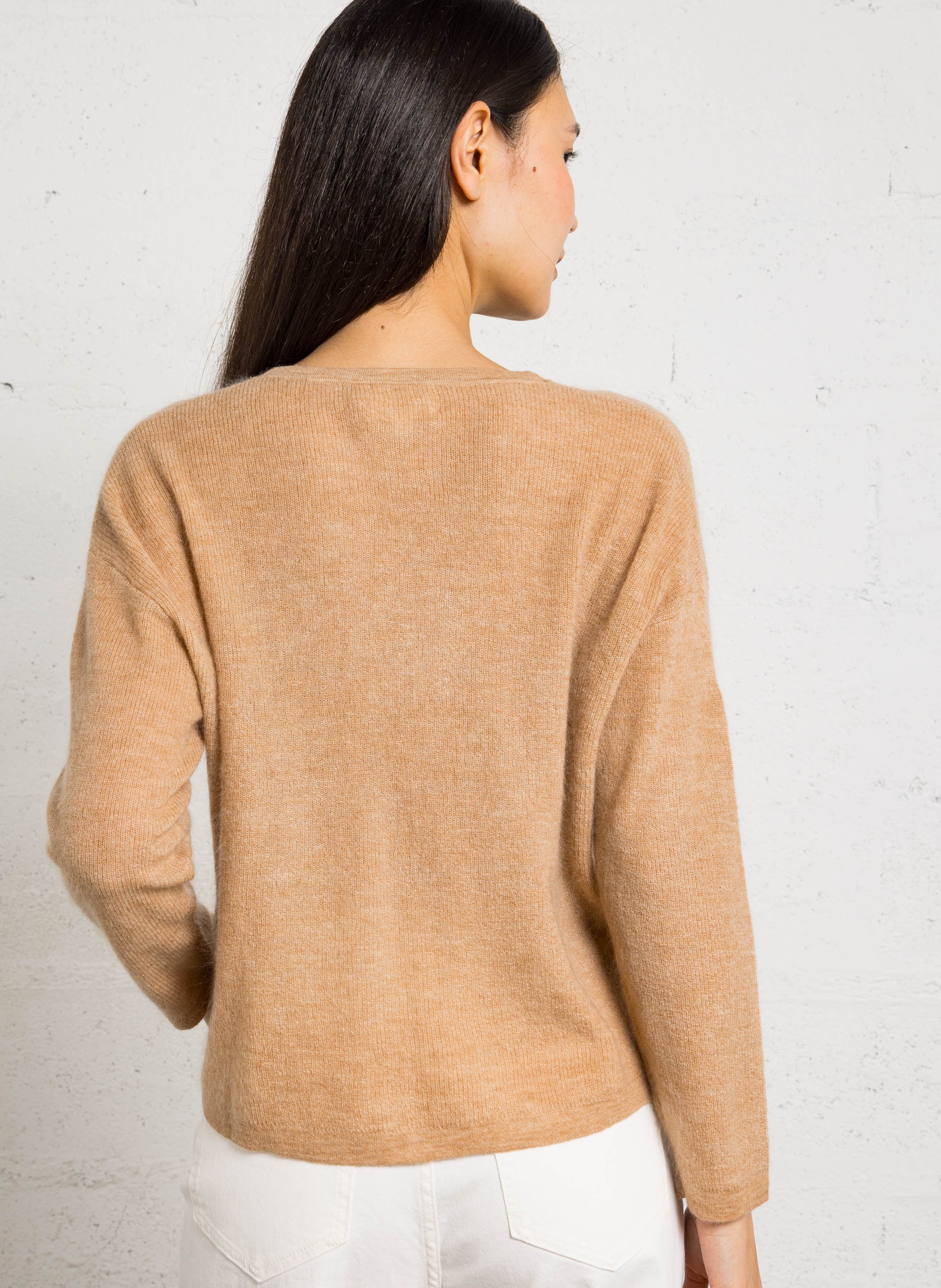 Straight knit V-neck cardigan MAISON 123 Beige