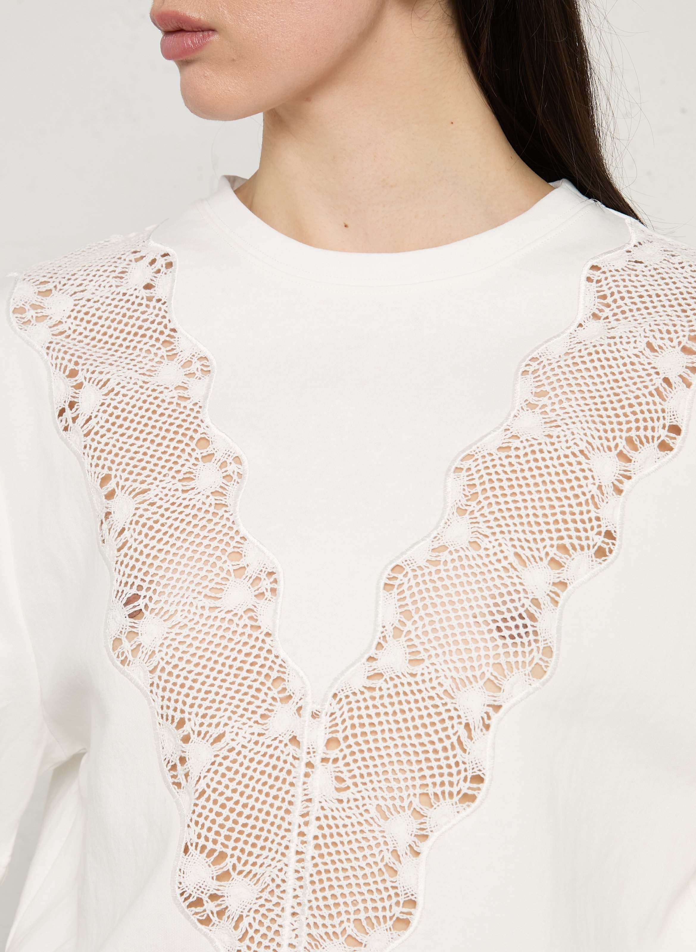 Oversize round-neck cotton-blend T-shirt BERENICE White