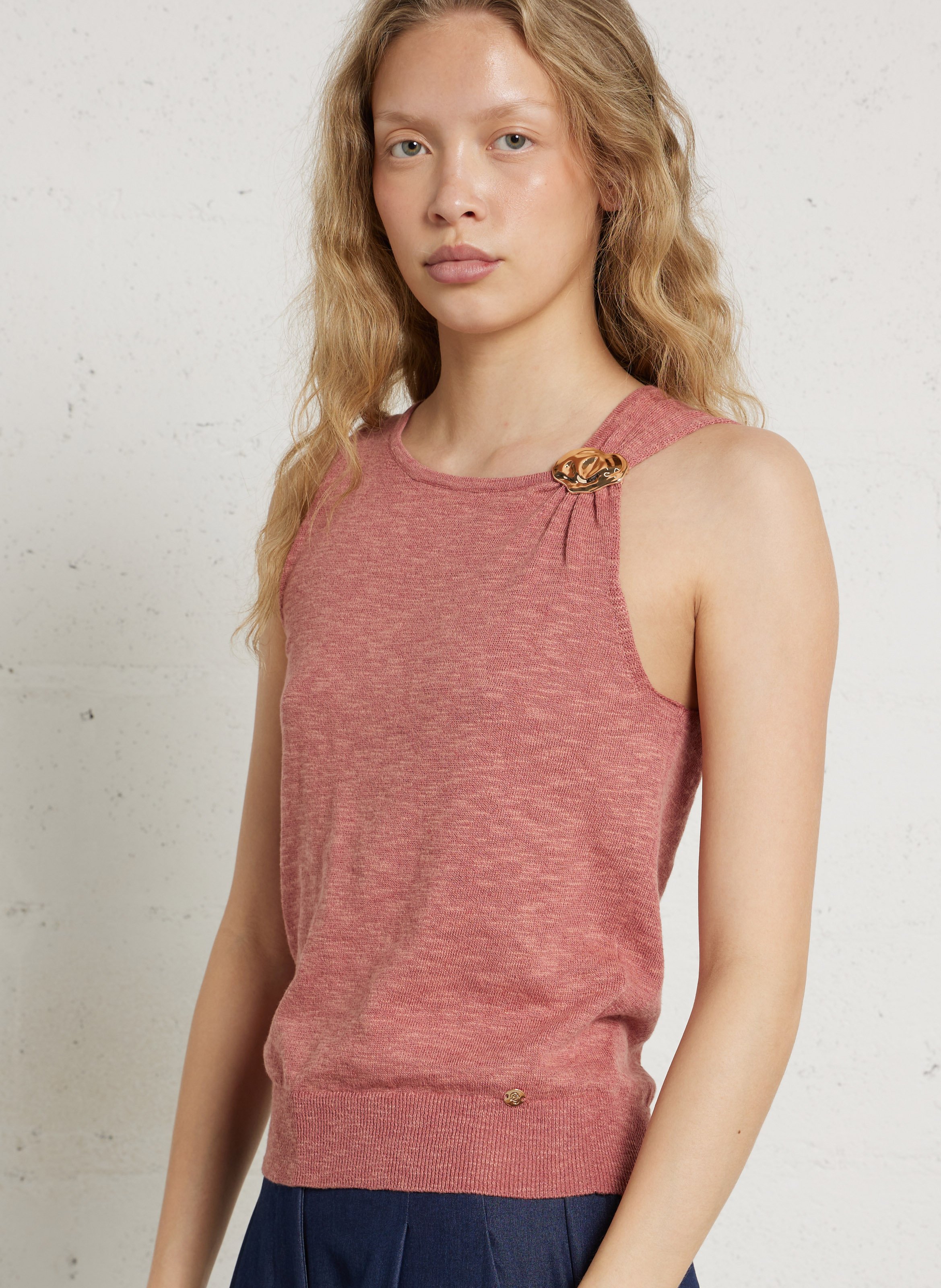 Débardeur en maille asymétrique LA PETITE ETOILE Rose