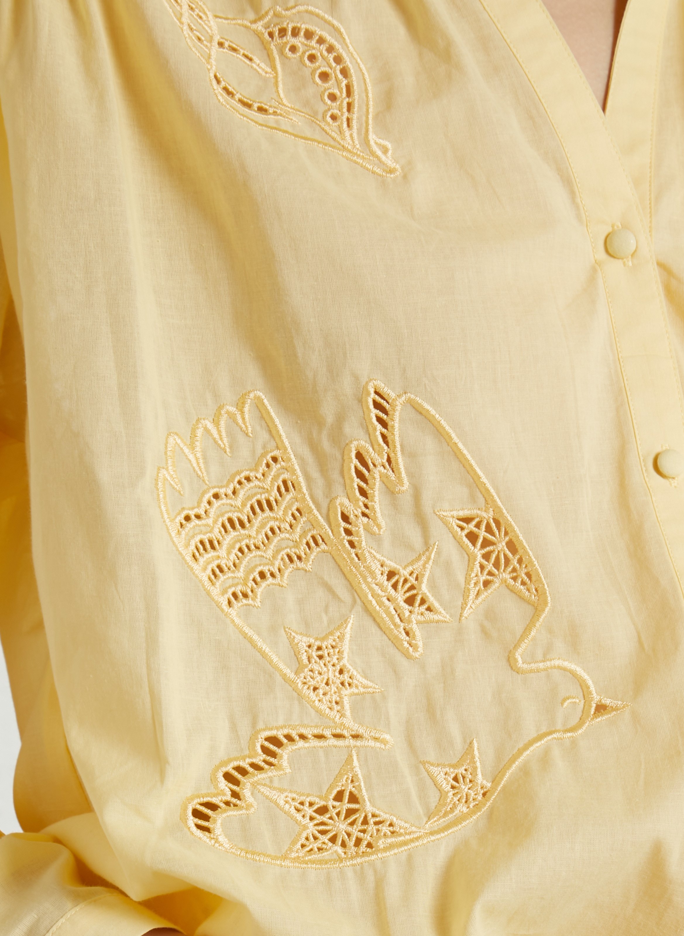 Blouse col V en coton LA PETITE ETOILE Jaune