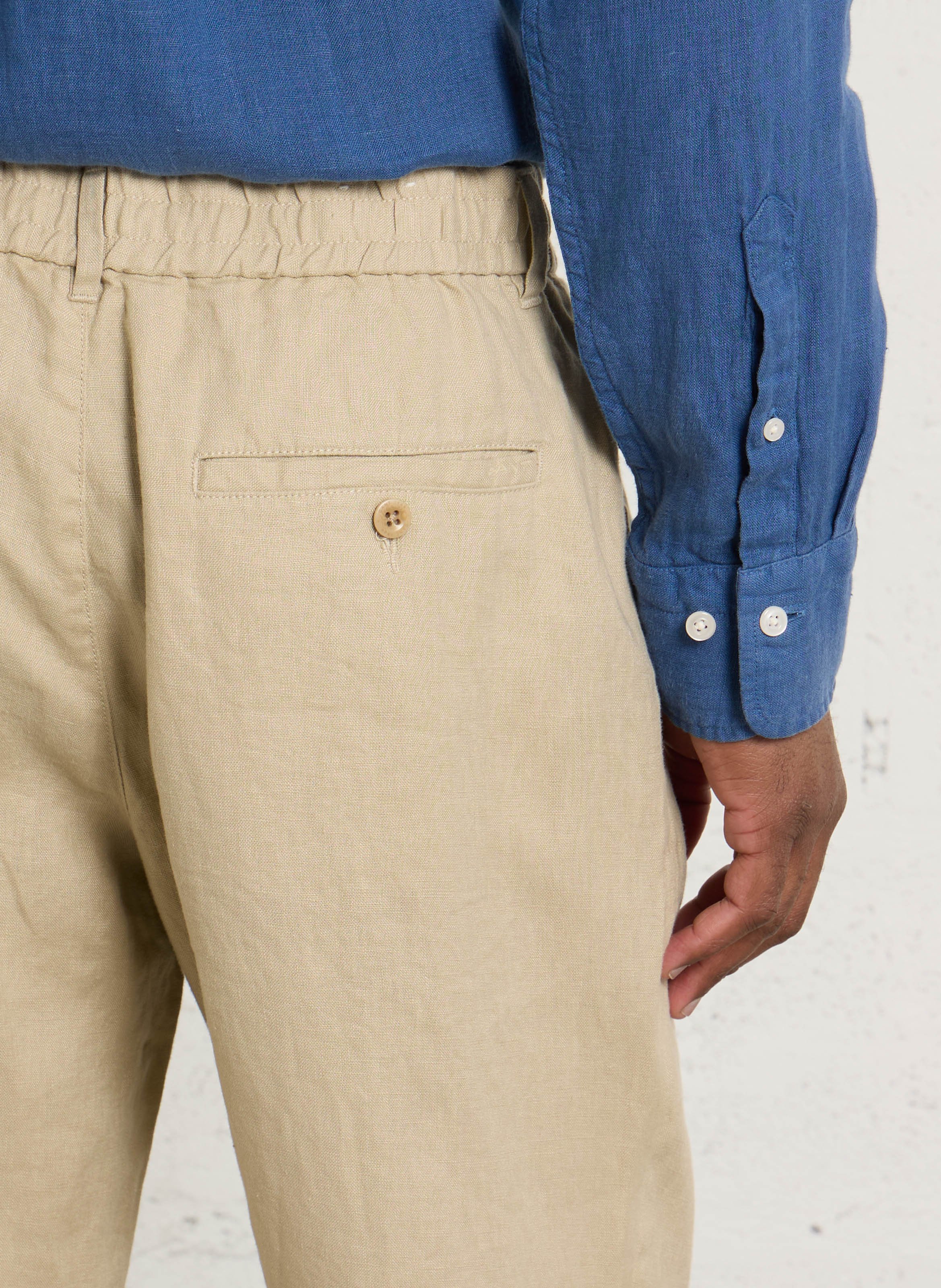 Pantalon droit uni en lin GANT Beige